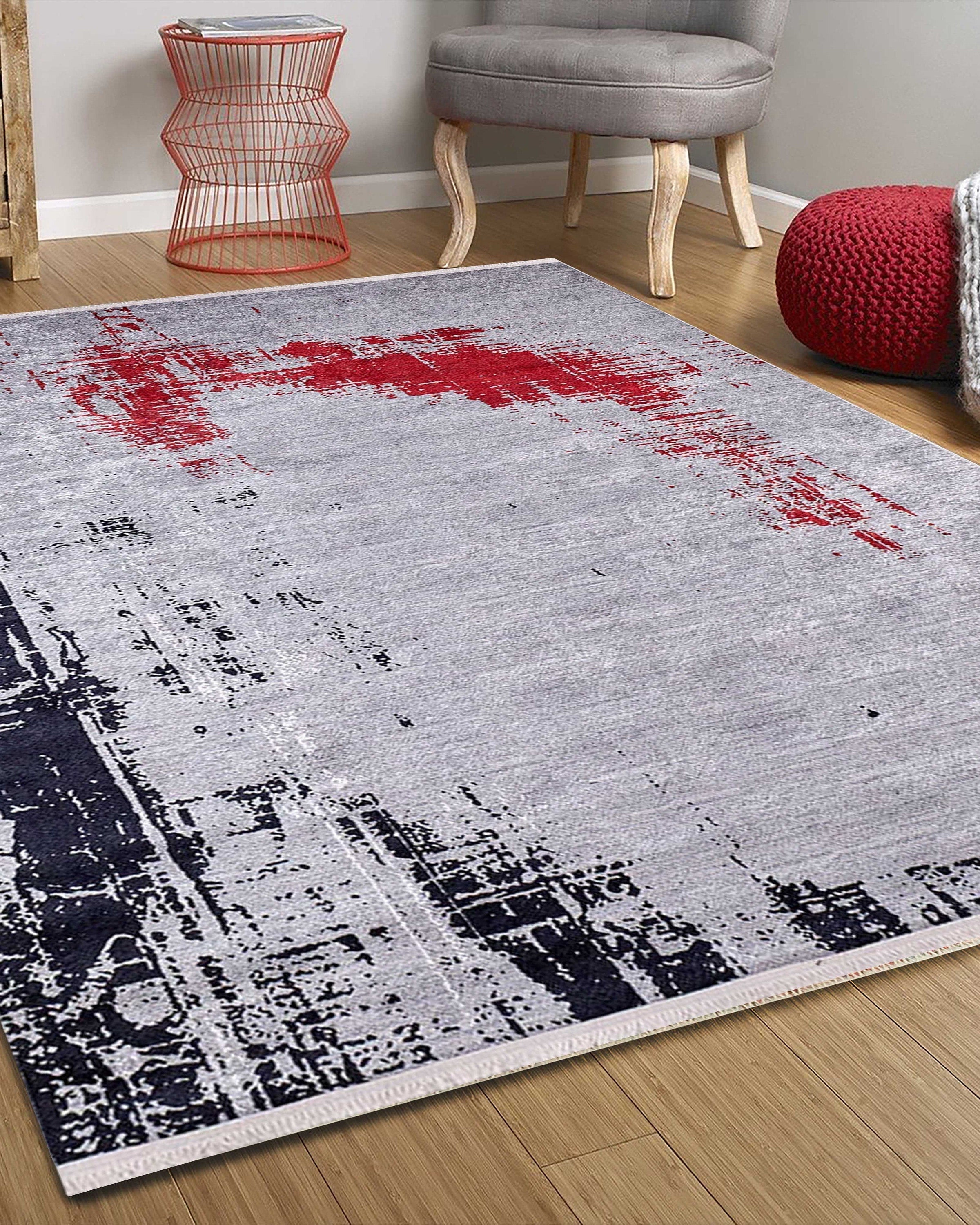 Sabrin Distressed Neutral Black Red Turkish Rug