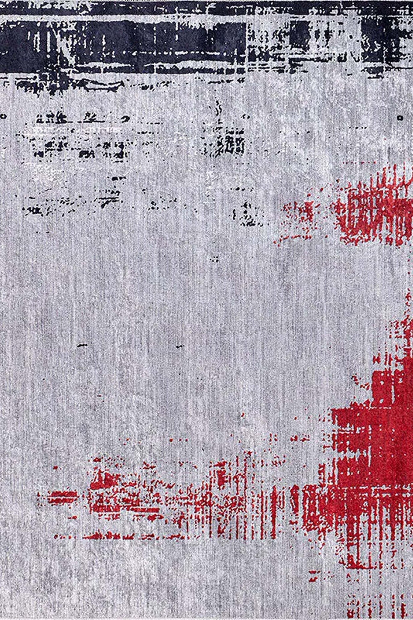 Sabrin Distressed Neutral Black Red Turkish Rug