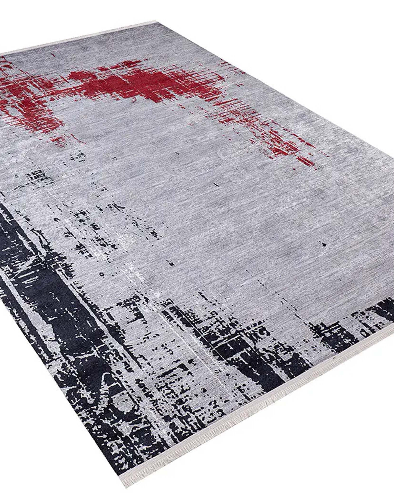 Sabrin Distressed Neutral Black Red Turkish Rug