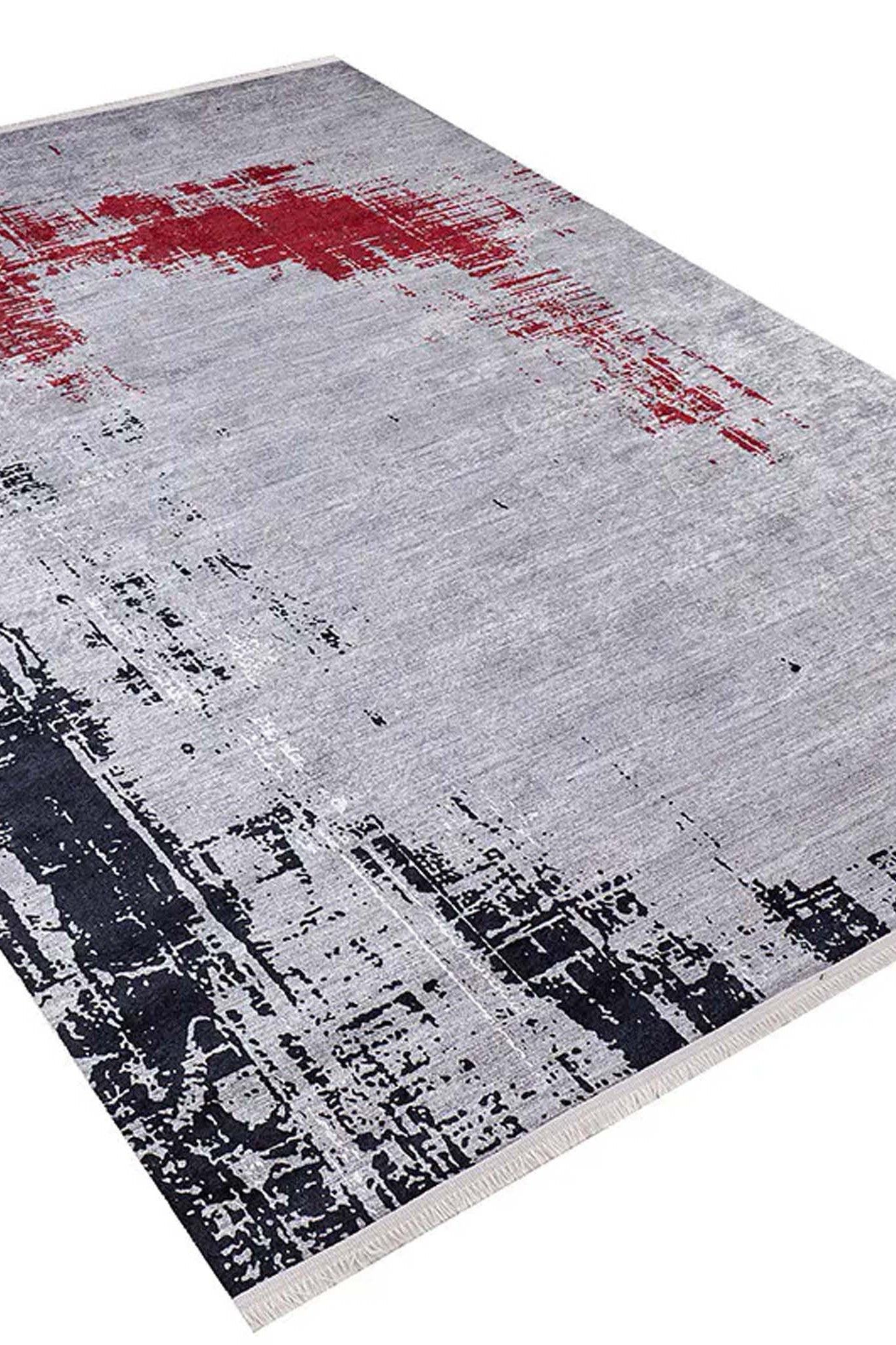 Sabrin Distressed Neutral Black Red Turkish Rug