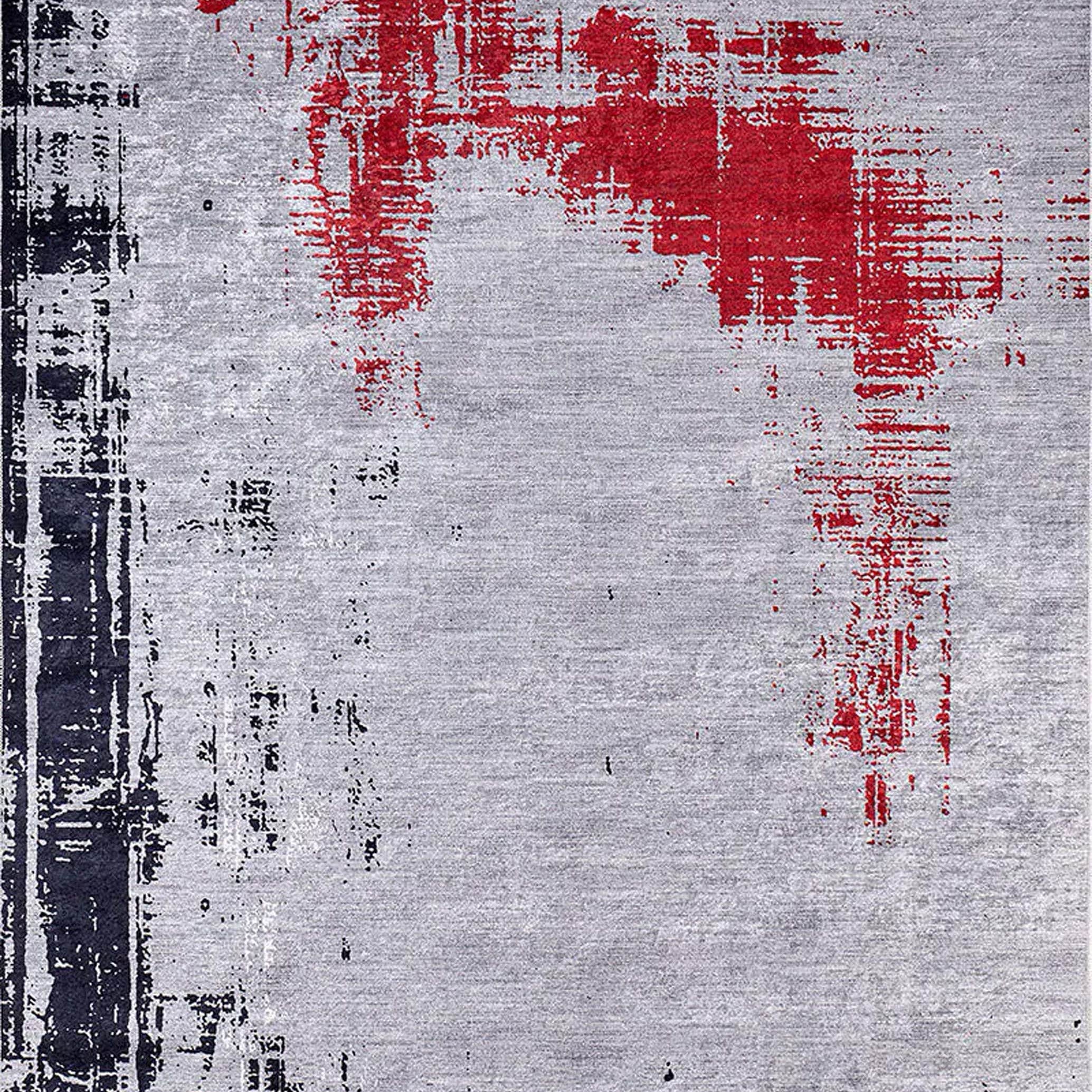 Sabrin Distressed Neutral Black Red Turkish Rug