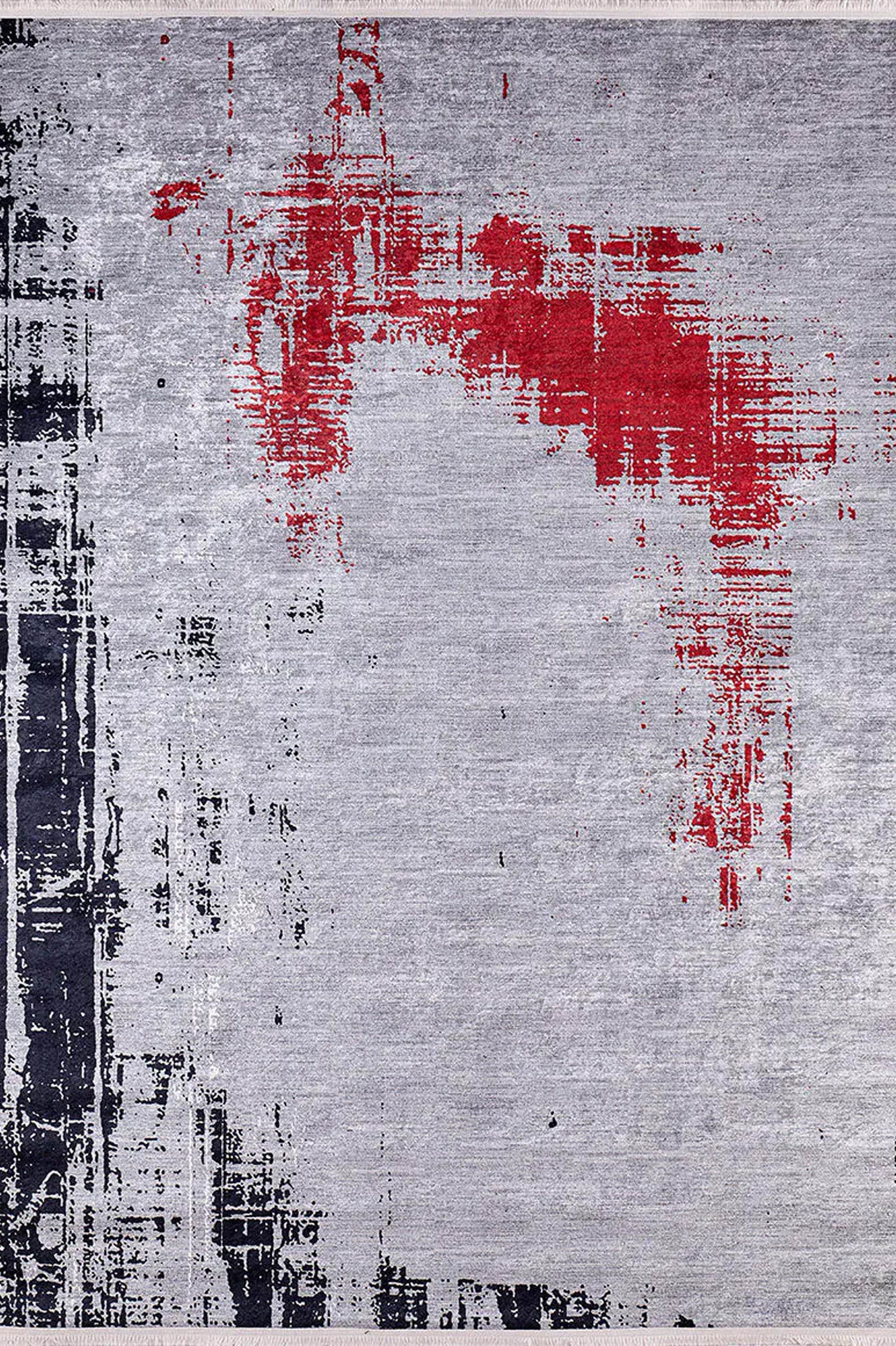 Sabrin Distressed Neutral Black Red Turkish Rug