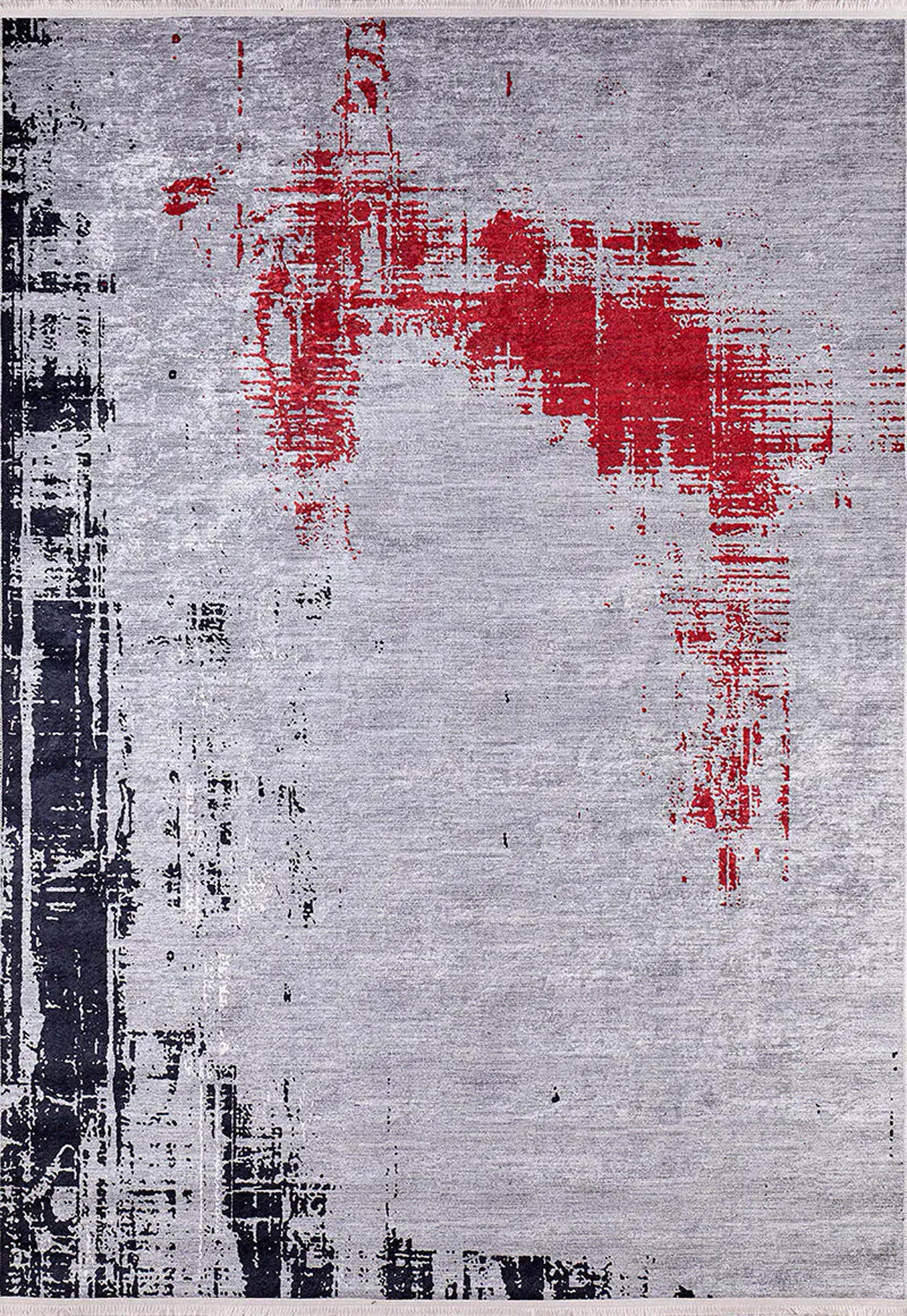 Sabrin Distressed Neutral Black Red Turkish Rug