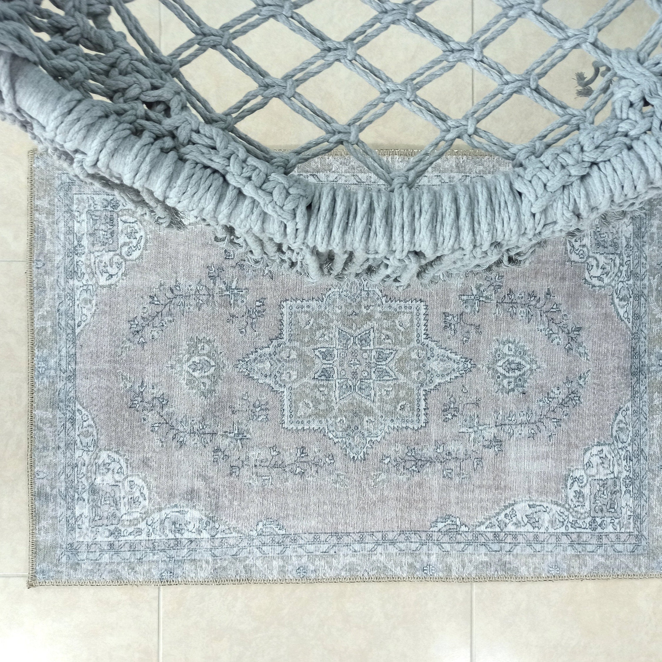 Safa Rug Turkish Faded Vintage Pink Gray Rug