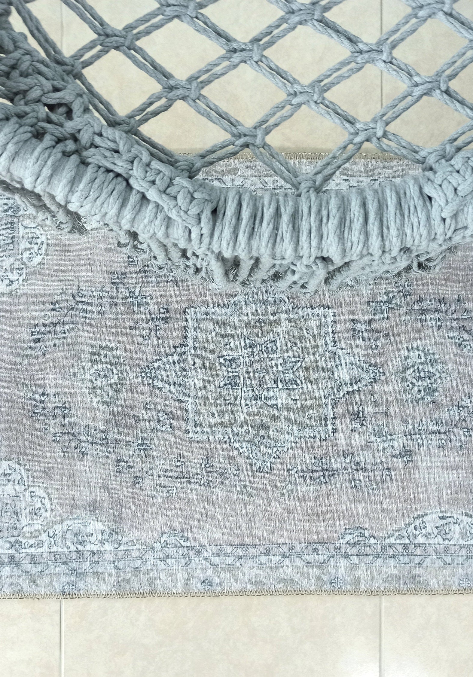 Safa Rug Turkish Faded Vintage Pink Gray Rug