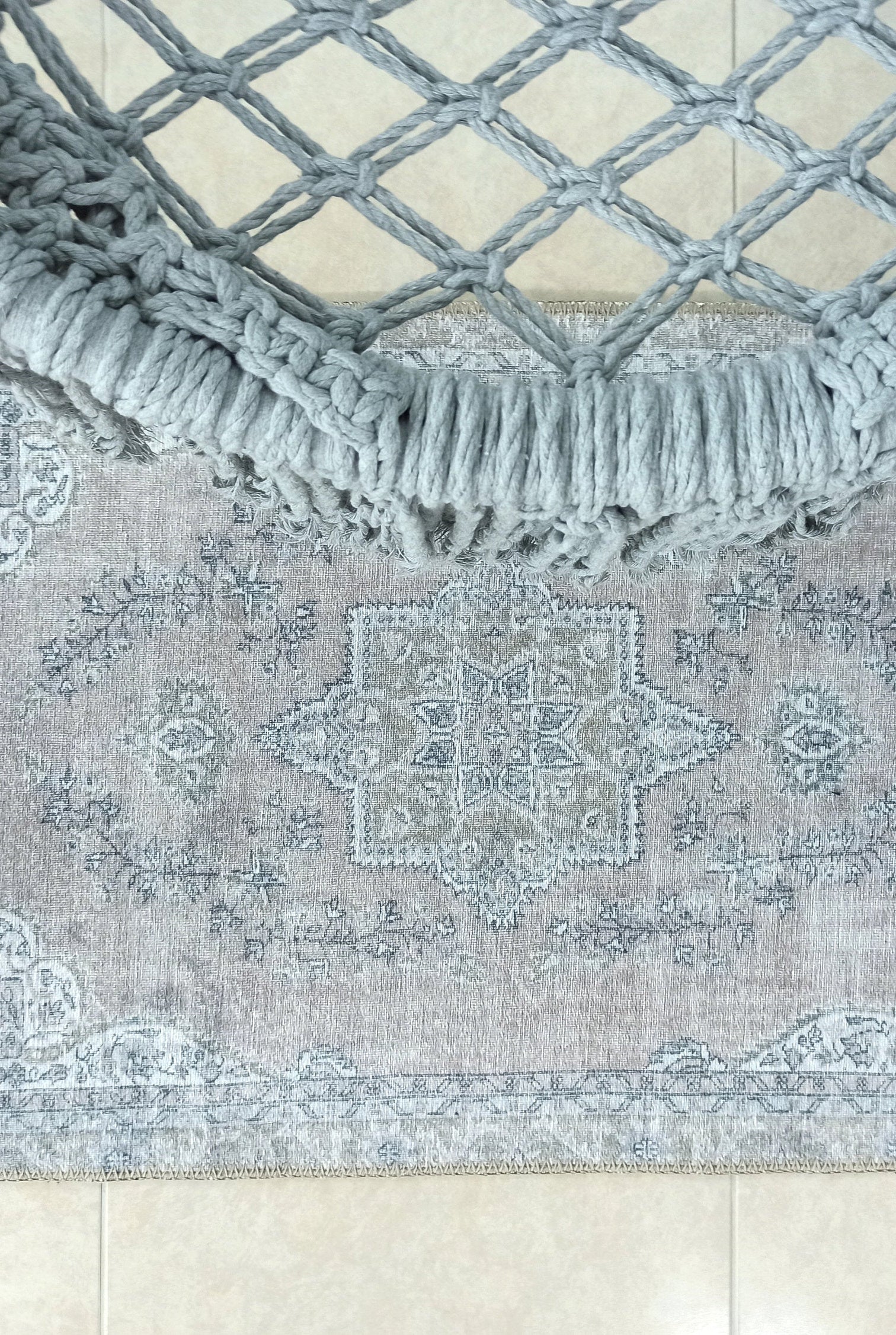Safa Rug Turkish Faded Vintage Pink Gray Rug