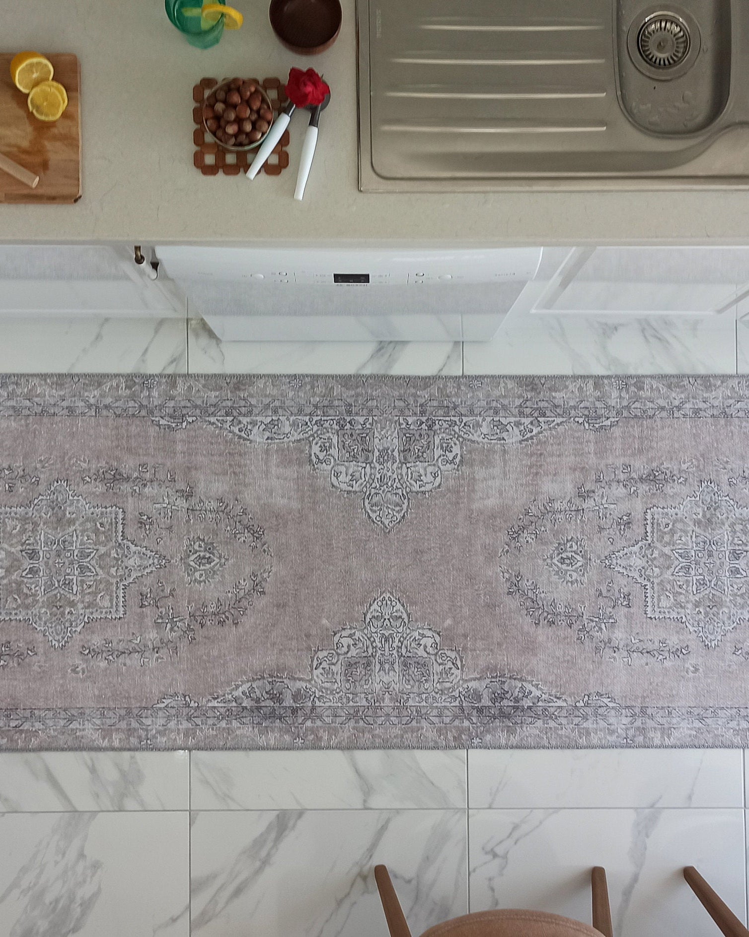 Safa Rug Turkish Faded Vintage Pink Gray Rug