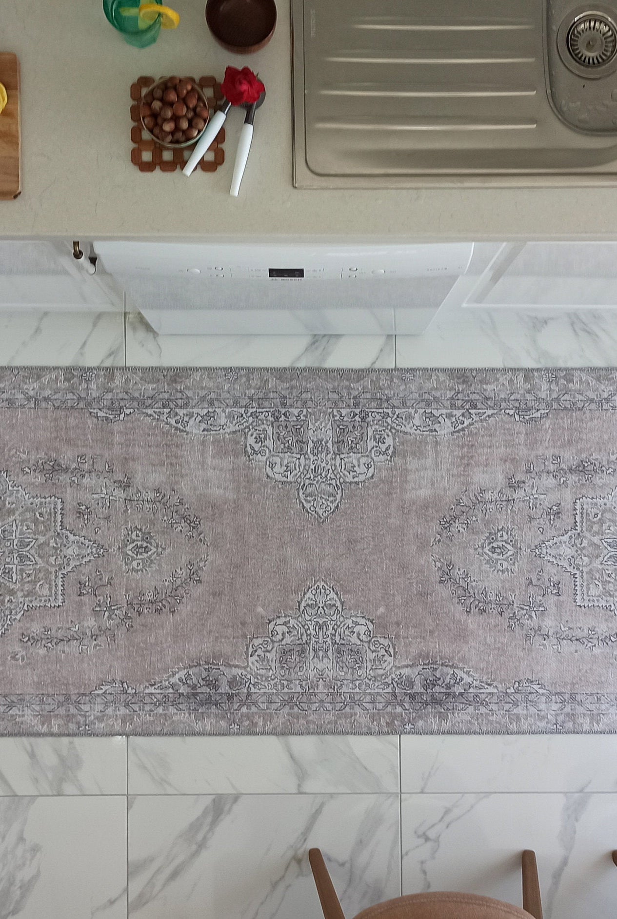 Safa Rug Turkish Faded Vintage Pink Gray Rug