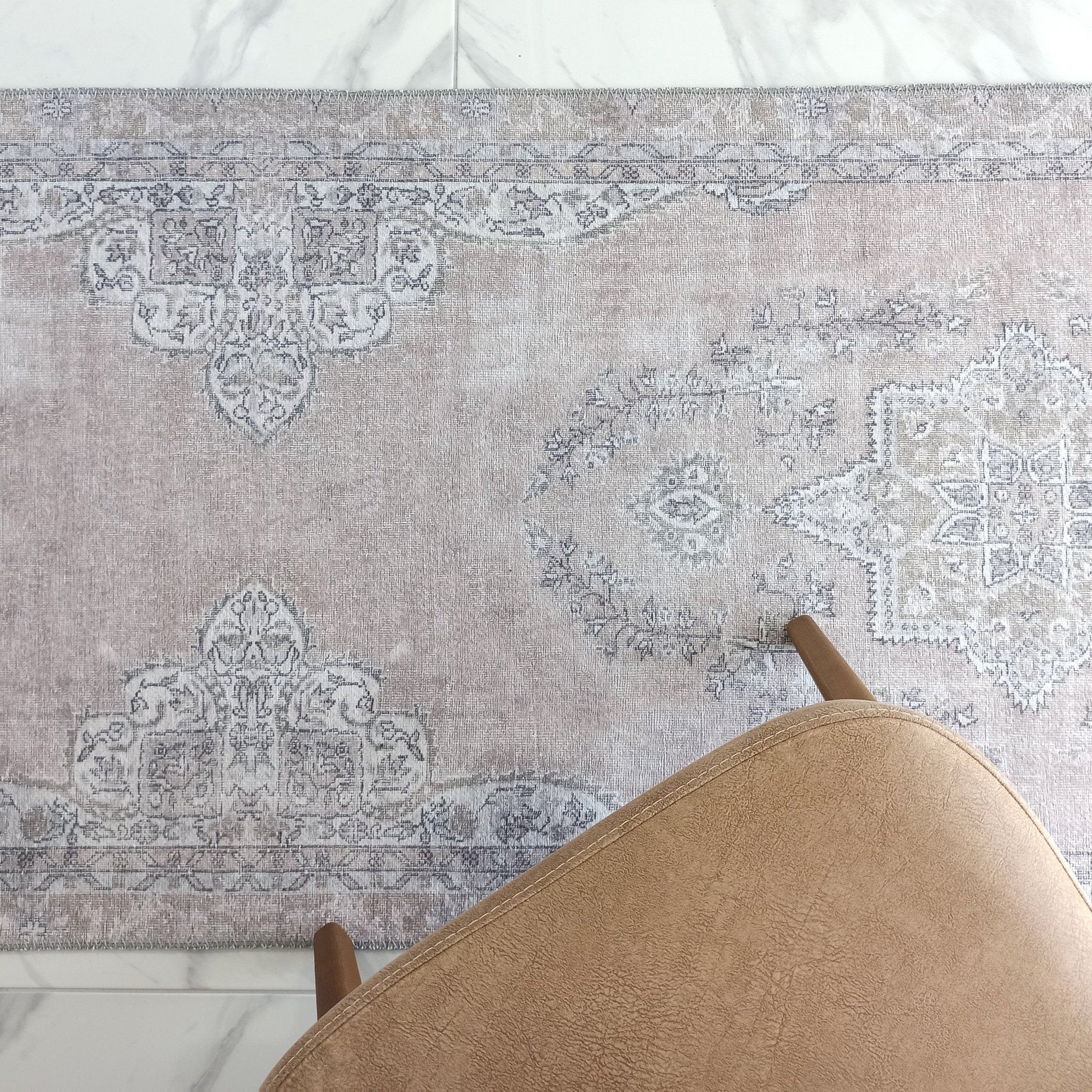 Safa Rug Turkish Faded Vintage Pink Gray Rug