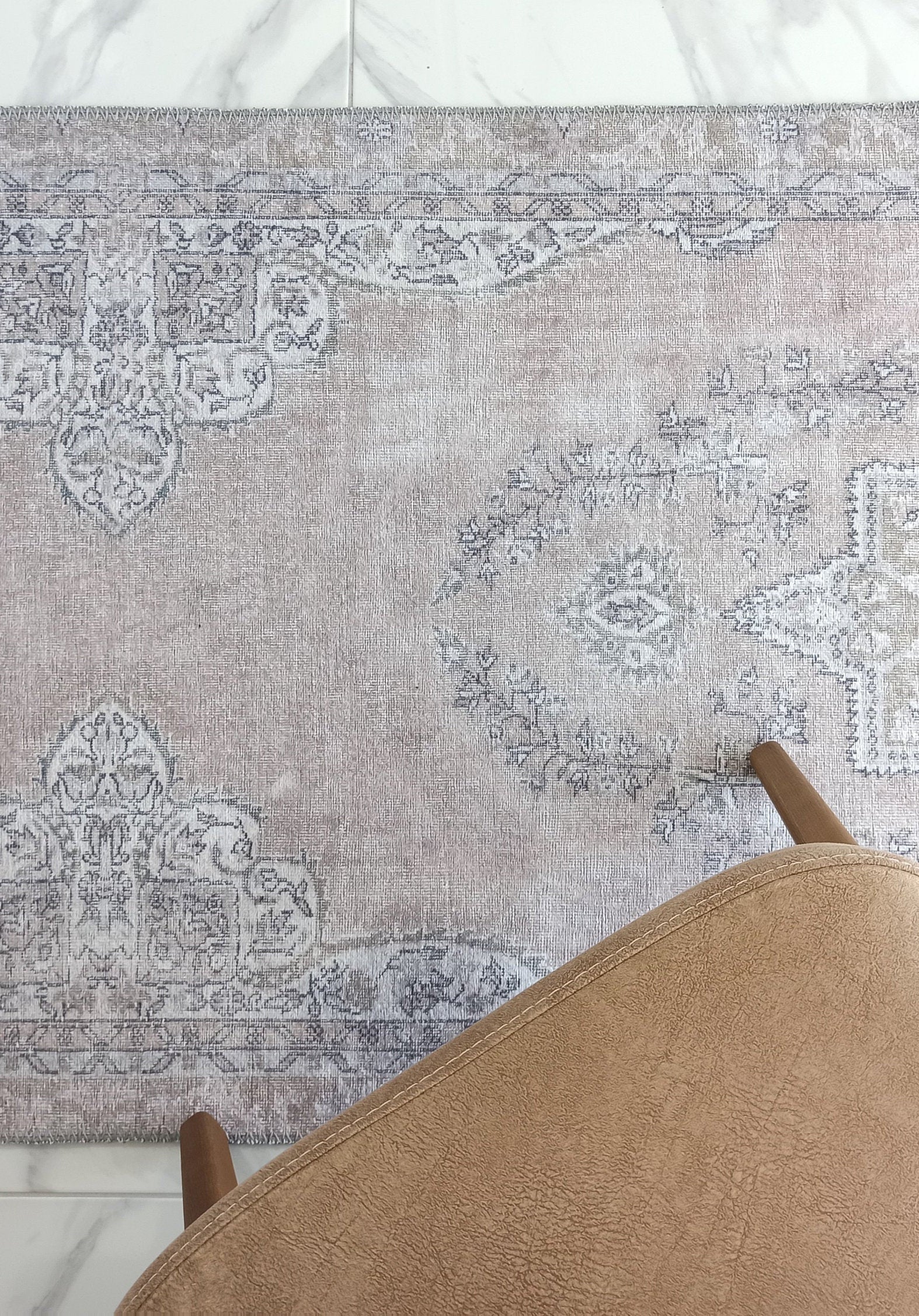 Safa Rug Turkish Faded Vintage Pink Gray Rug