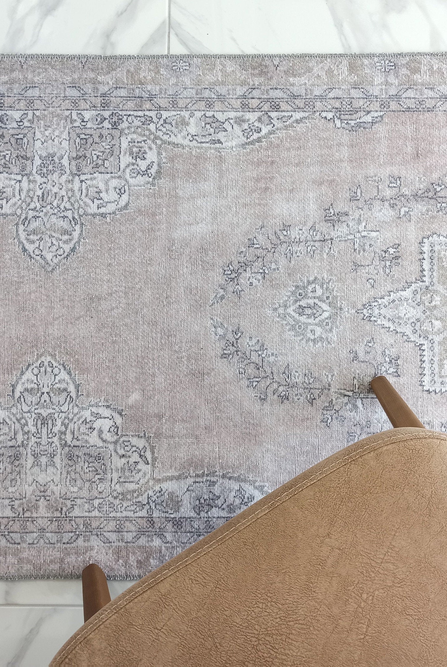 Safa Rug Turkish Faded Vintage Pink Gray Rug