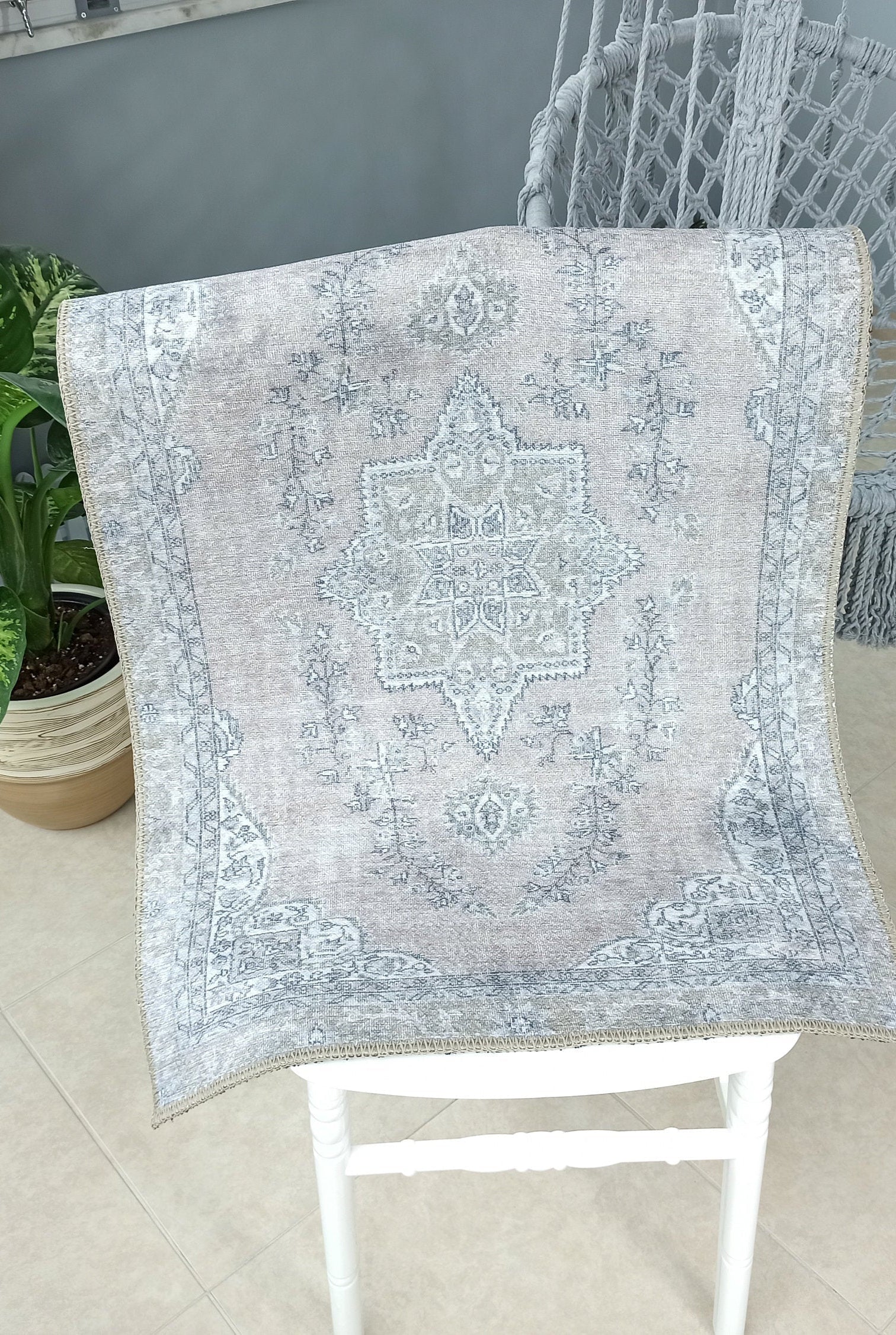 Safa Rug Turkish Faded Vintage Pink Gray Rug