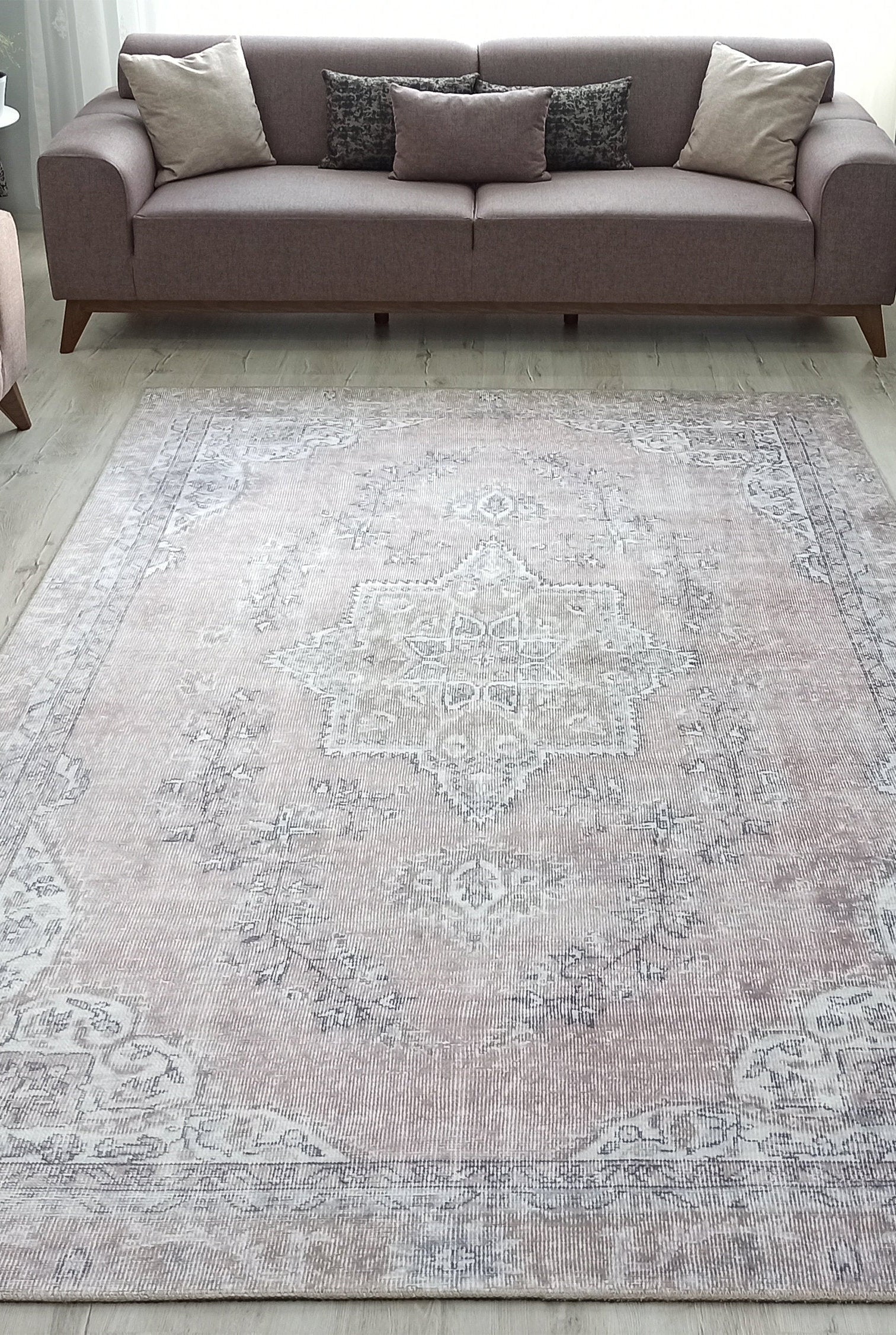 Safa Rug Turkish Faded Vintage Pink Gray Rug
