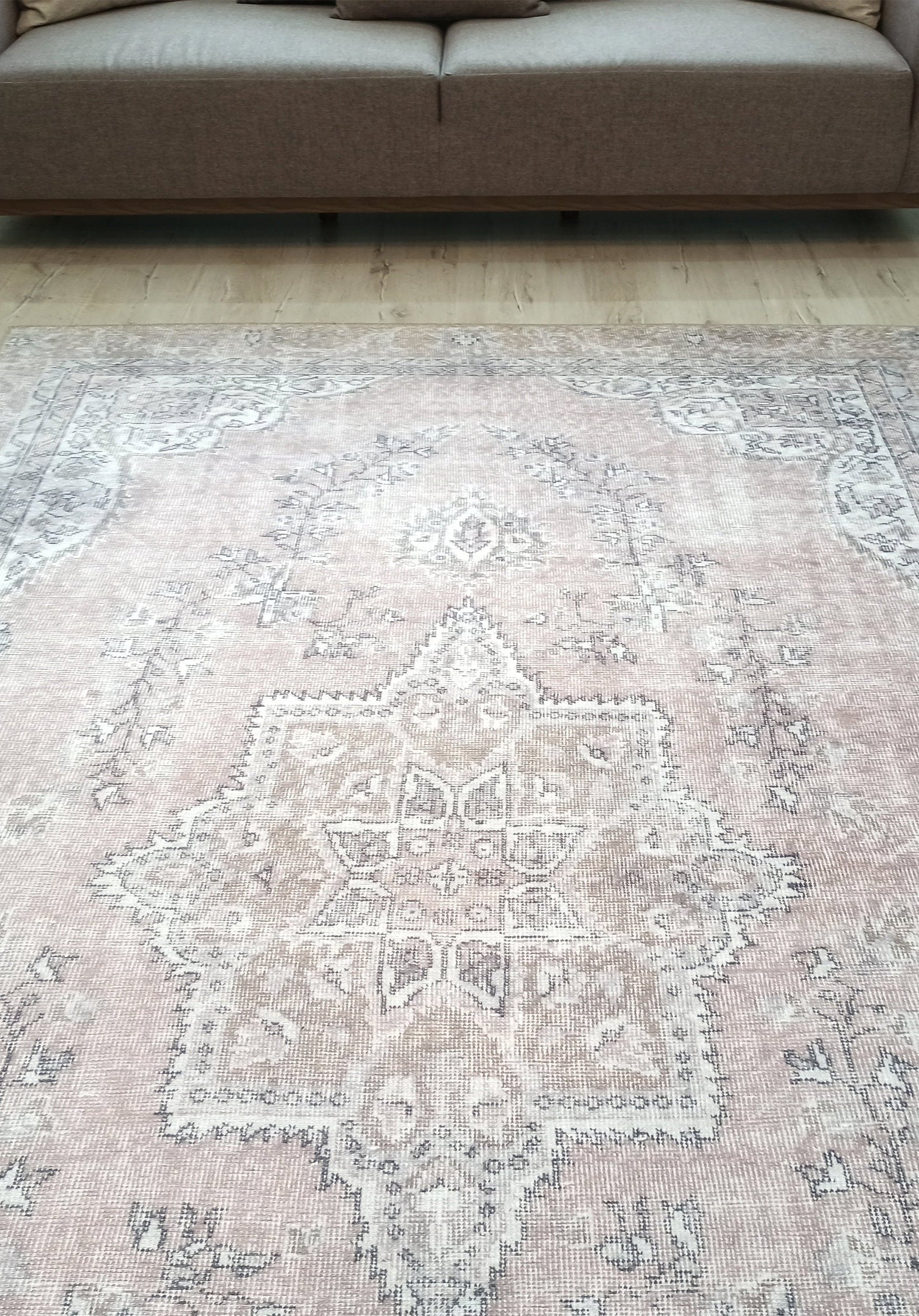 Safa Rug Turkish Faded Vintage Pink Gray Rug