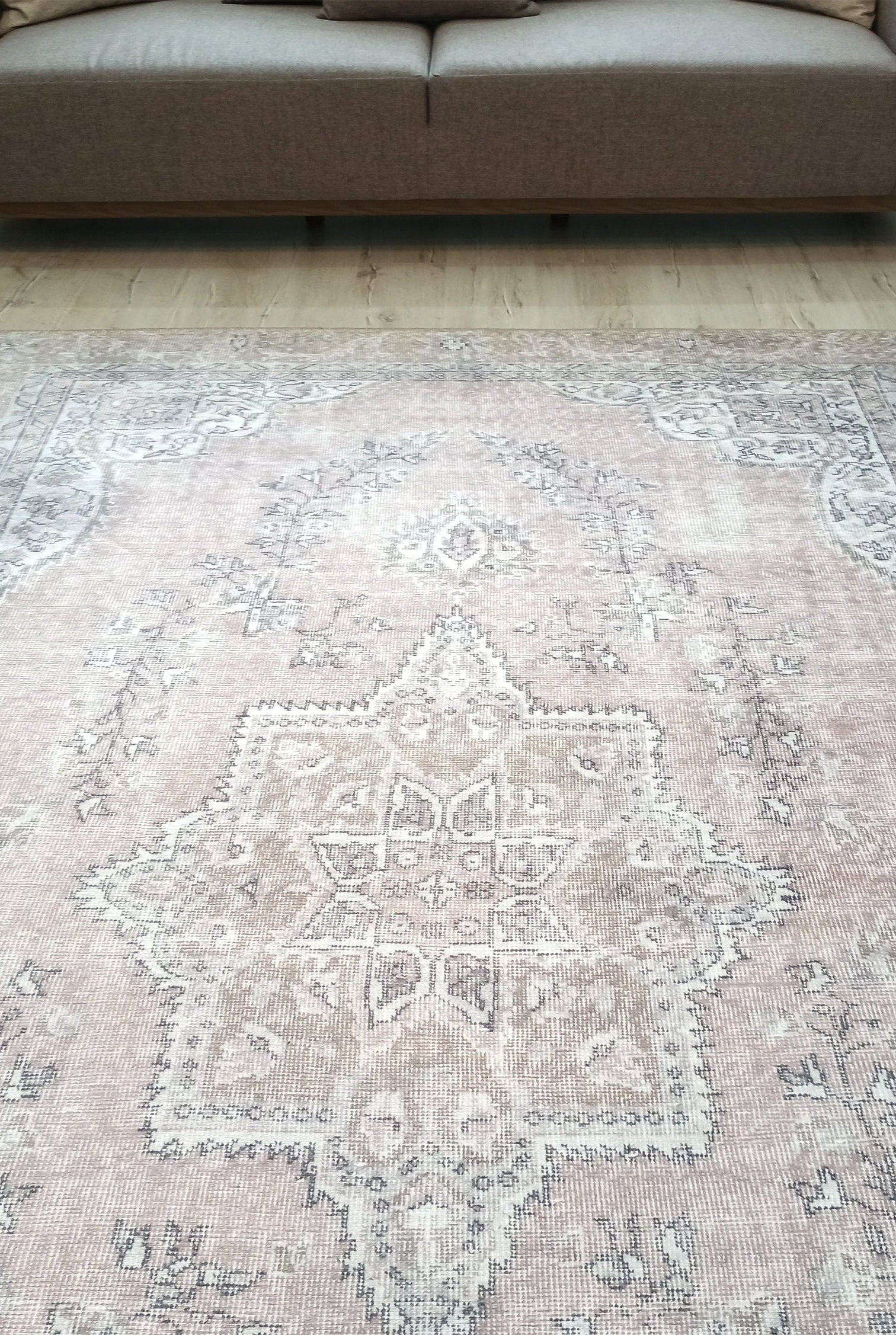 Safa Rug Turkish Faded Vintage Pink Gray Rug