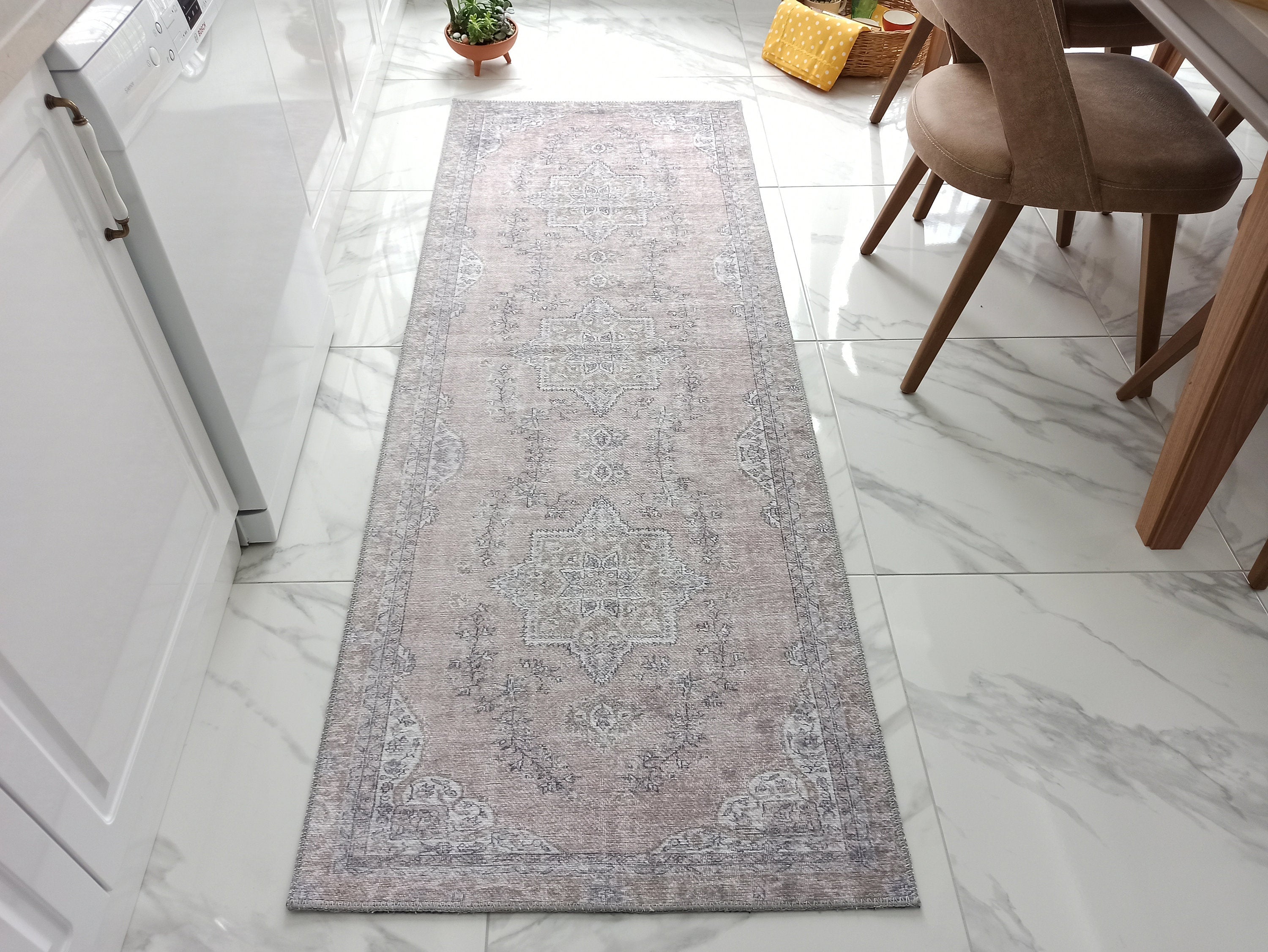 Safa Rug Turkish Faded Vintage Pink Gray Rug