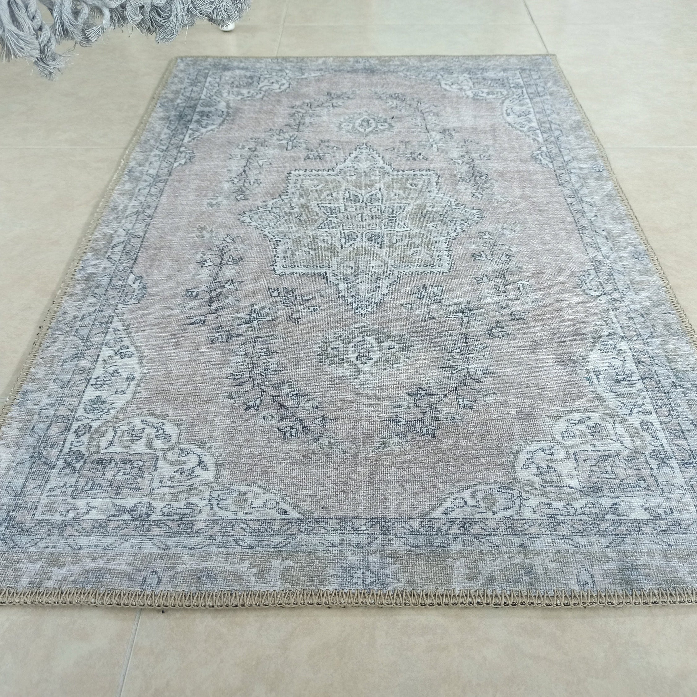 Safa Rug Turkish Faded Vintage Pink Gray Rug