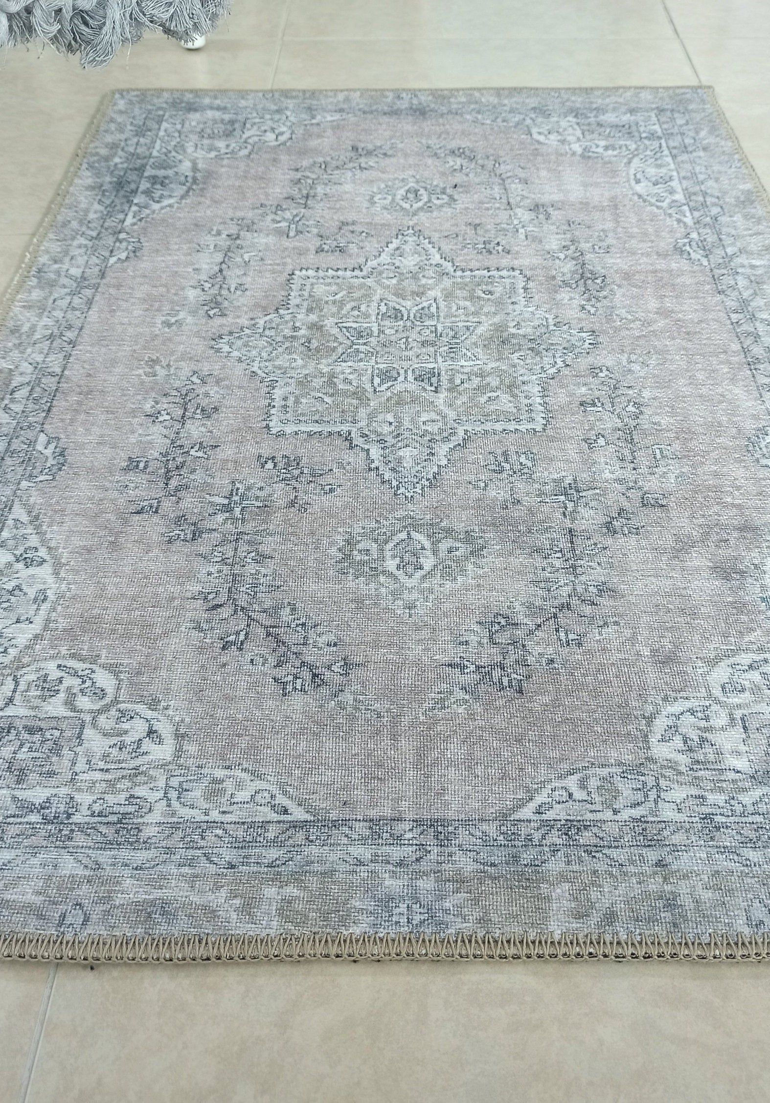 Safa Rug Turkish Faded Vintage Pink Gray Rug