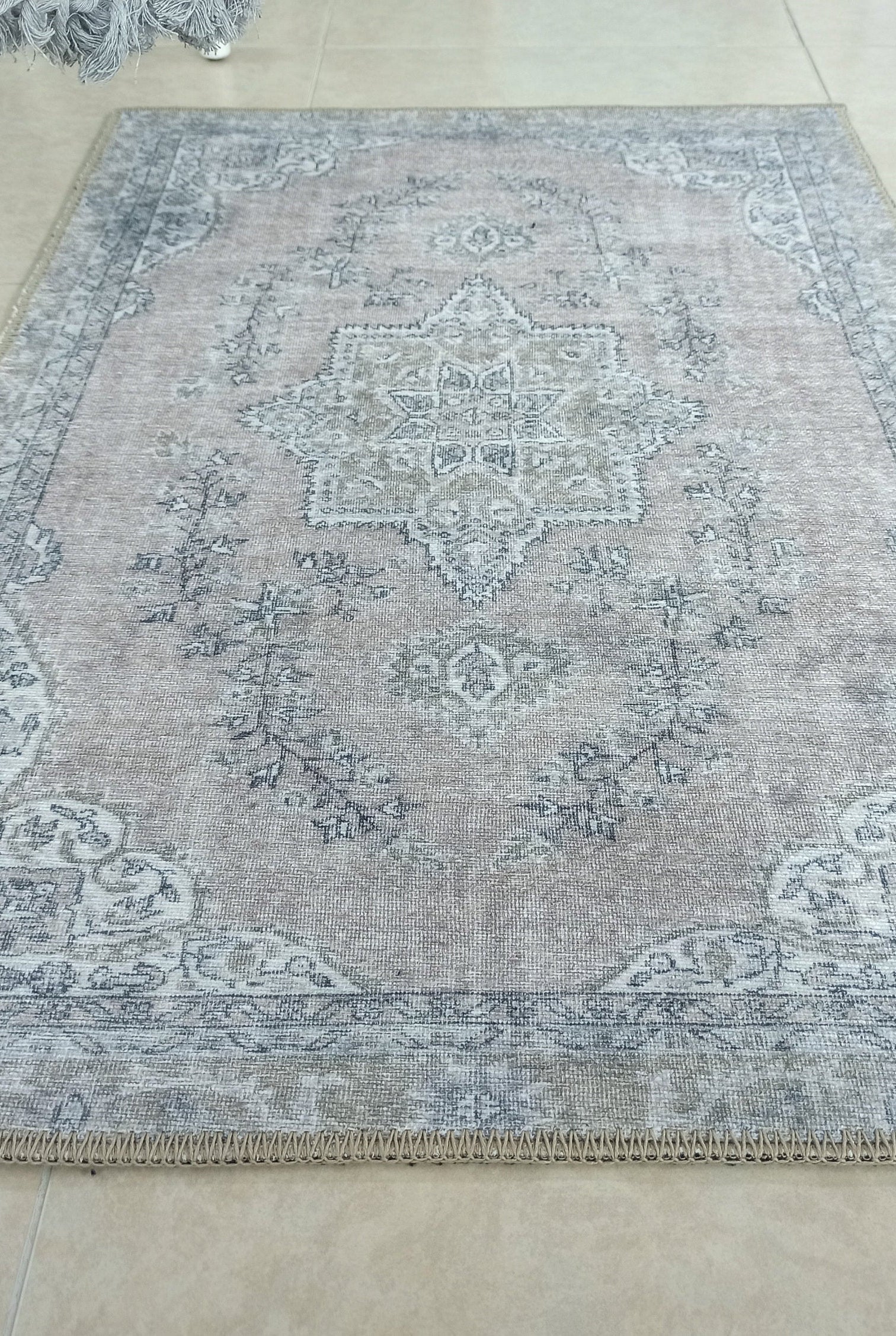 Safa Rug Turkish Faded Vintage Pink Gray Rug