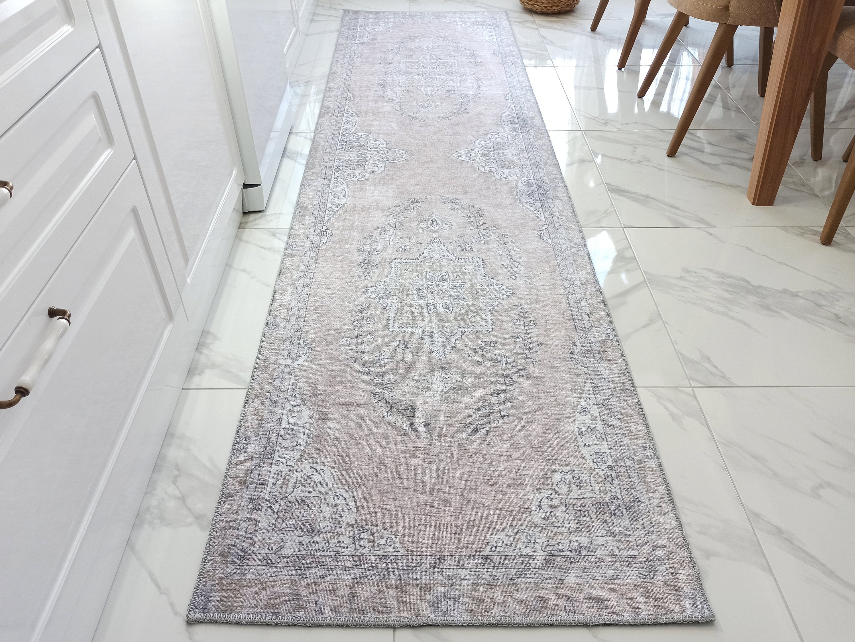 Safa Rug Turkish Faded Vintage Pink Gray Rug