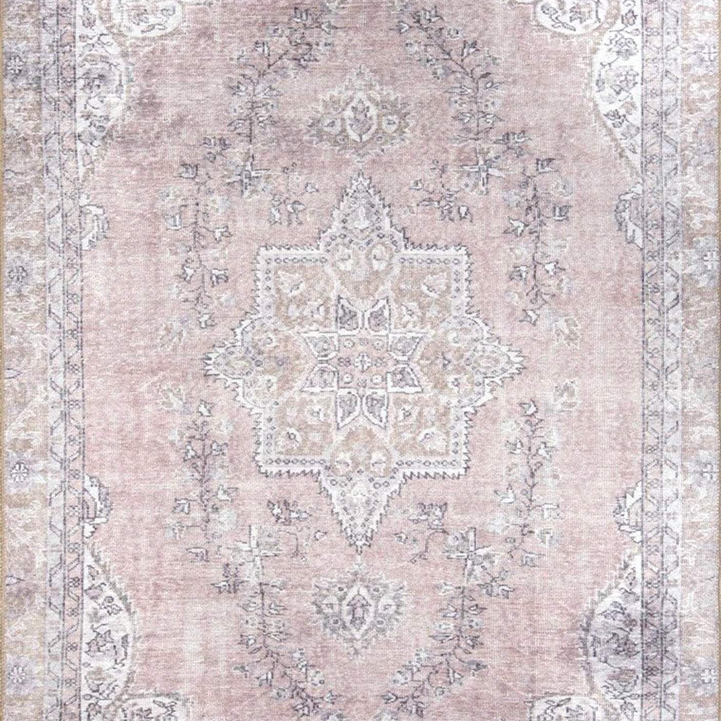 Safa Rug Turkish Faded Vintage Pink Gray Rug