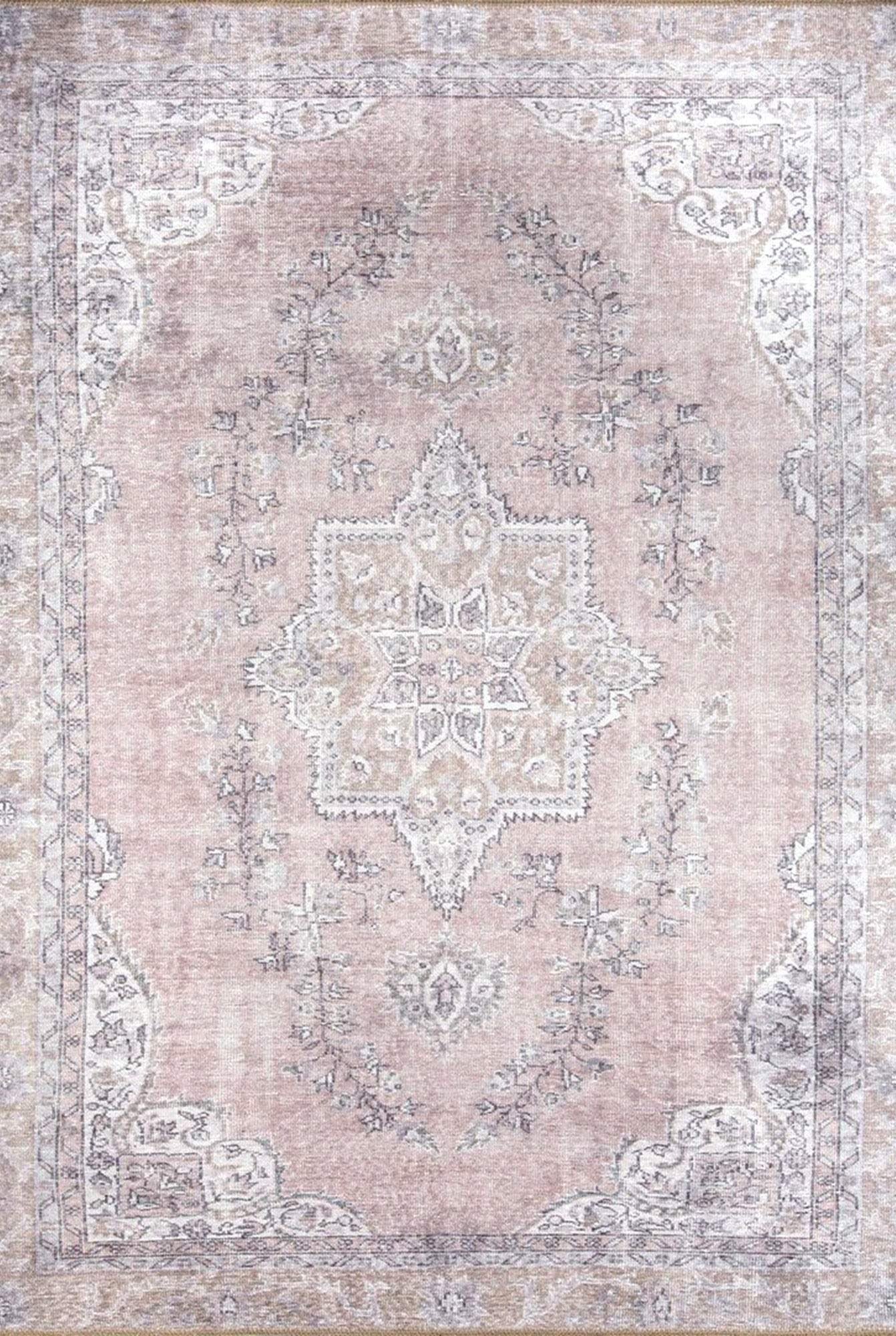 Safa Rug Turkish Faded Vintage Pink Gray Rug