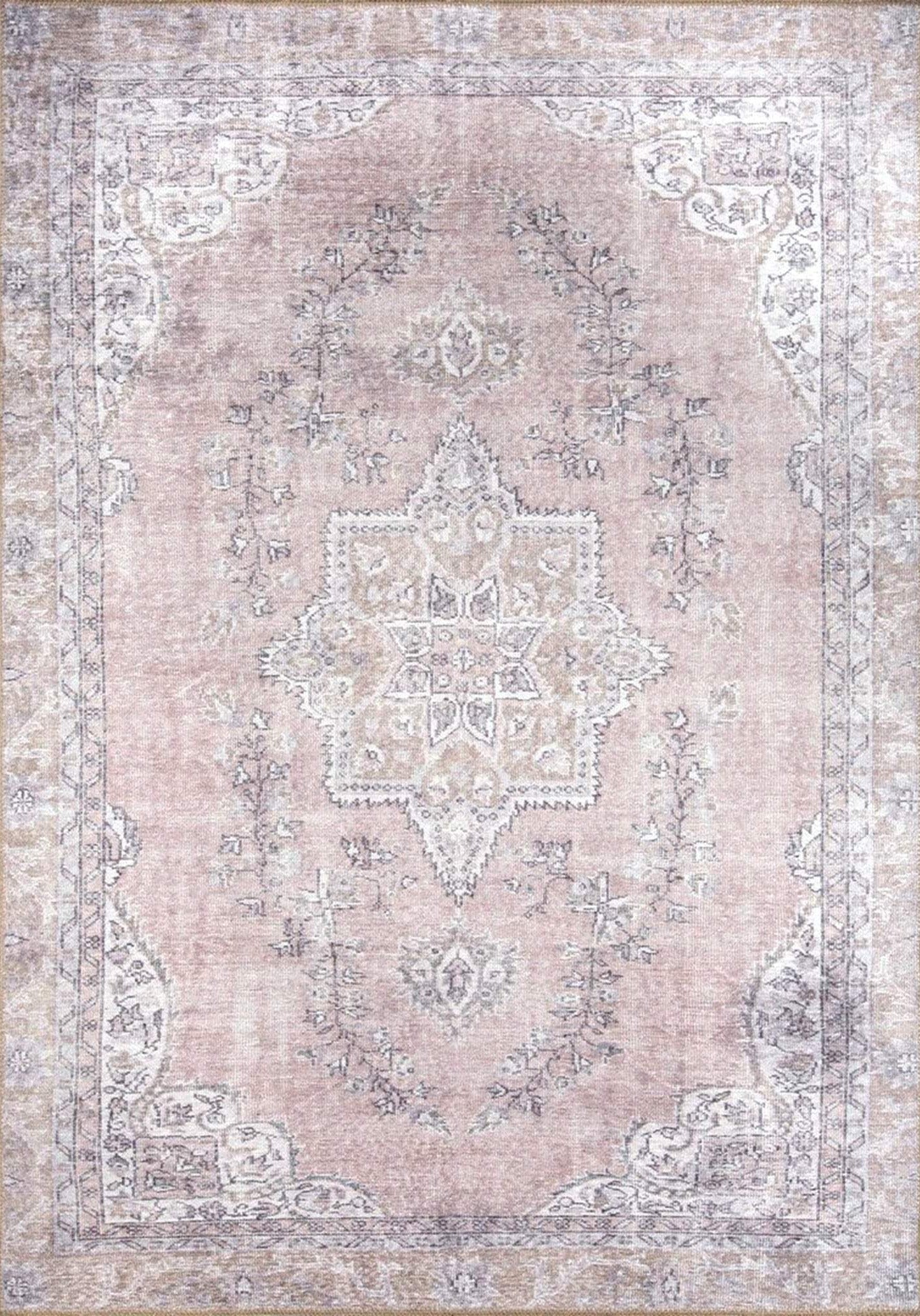 Safa Rug Turkish Faded Vintage Pink Gray Rug