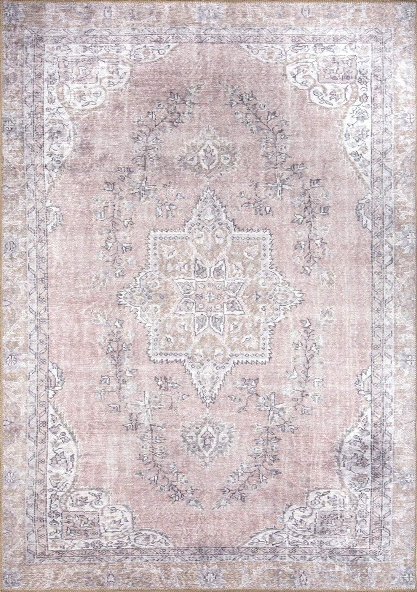 Safa Rug Turkish Faded Vintage Pink Gray Rug