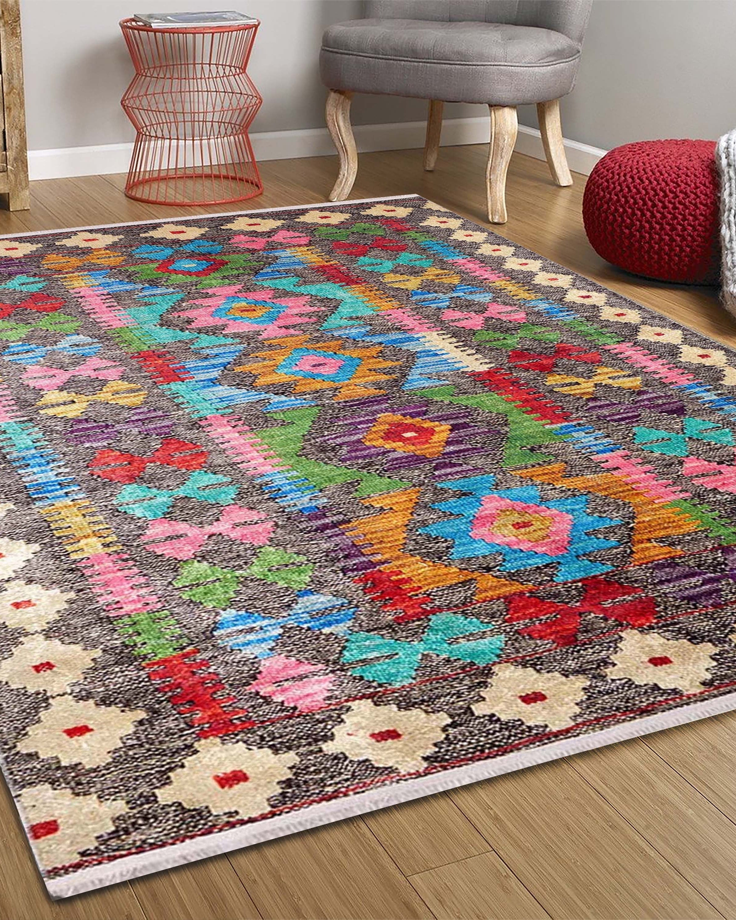 Safra Turkish Colorful Kilim Rug