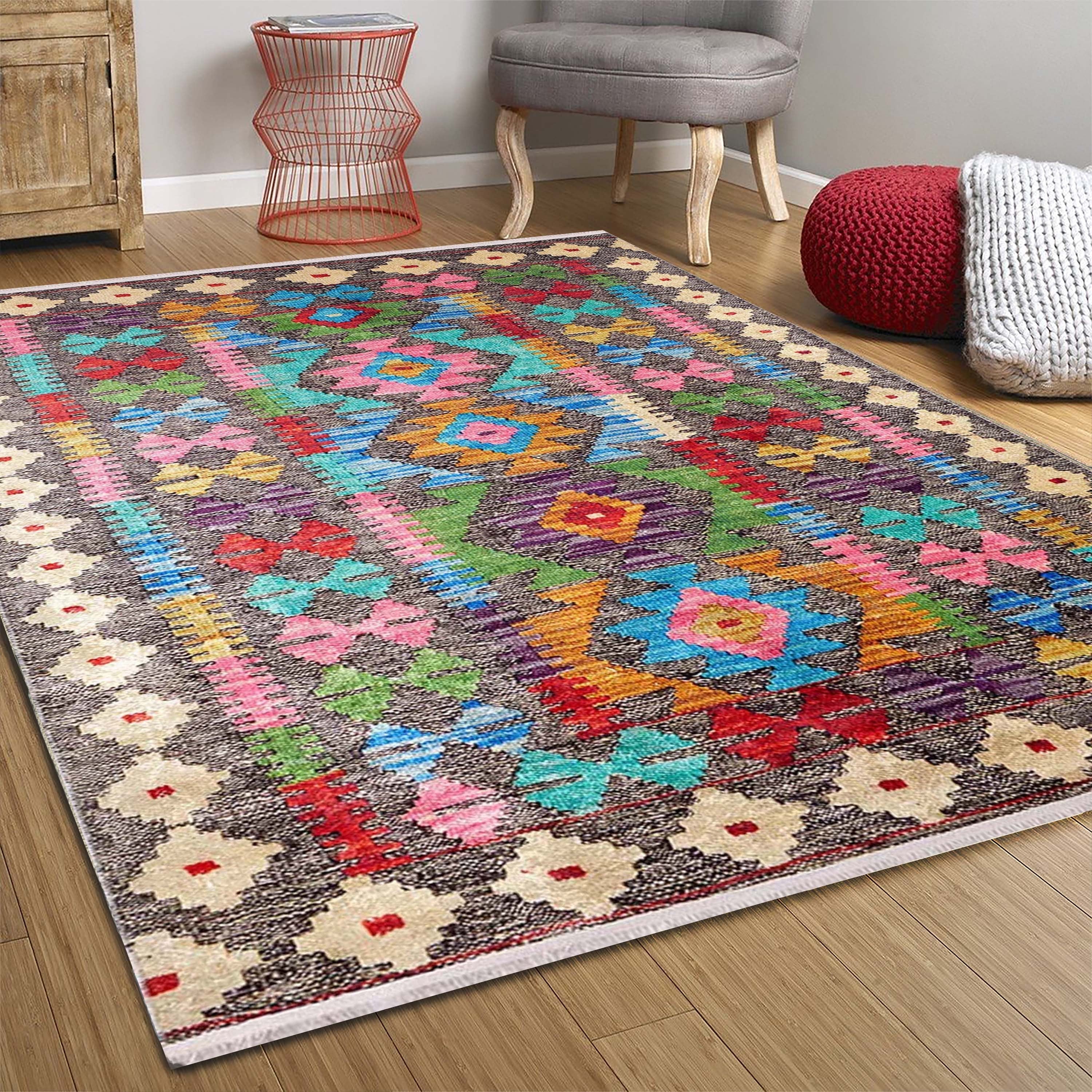 Safra Turkish Colorful Kilim Rug