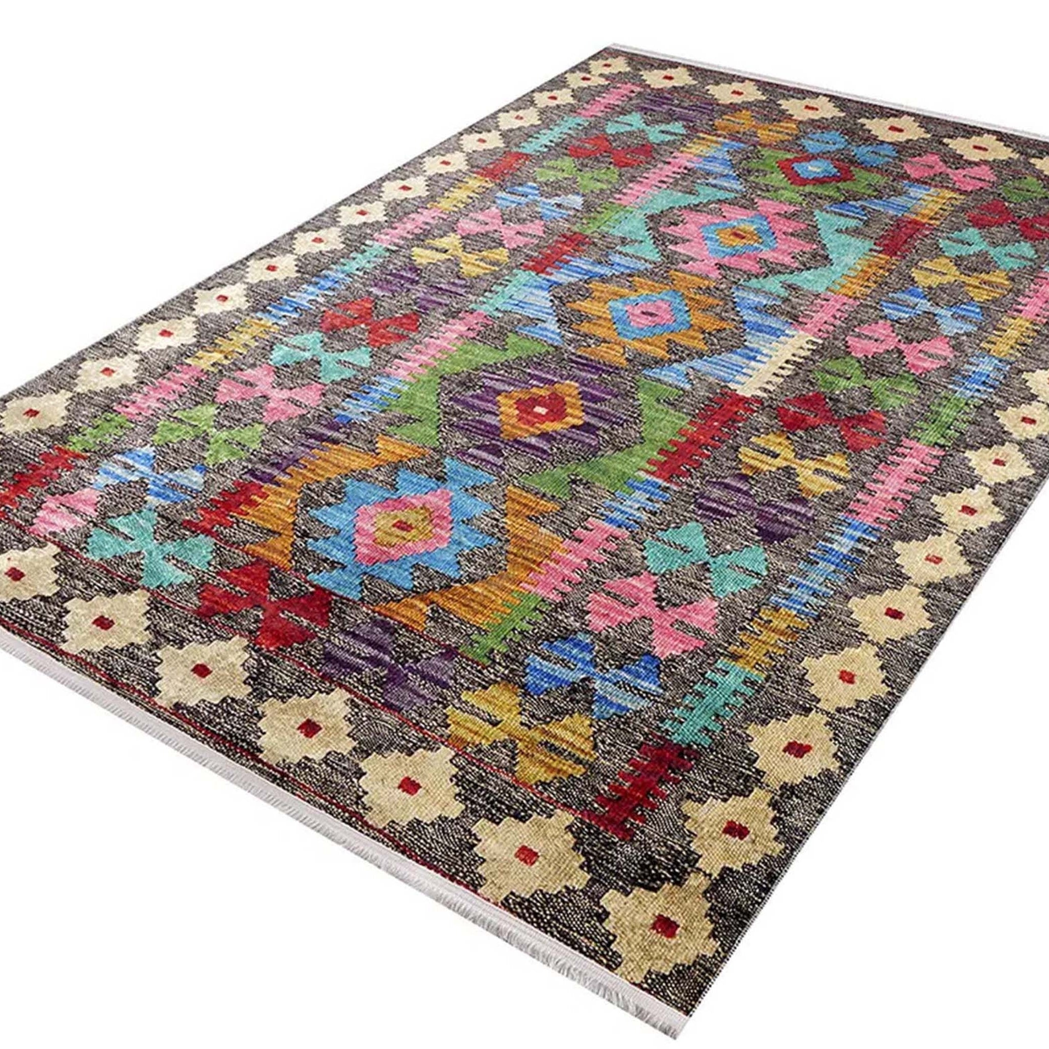 Safra Turkish Colorful Kilim Rug