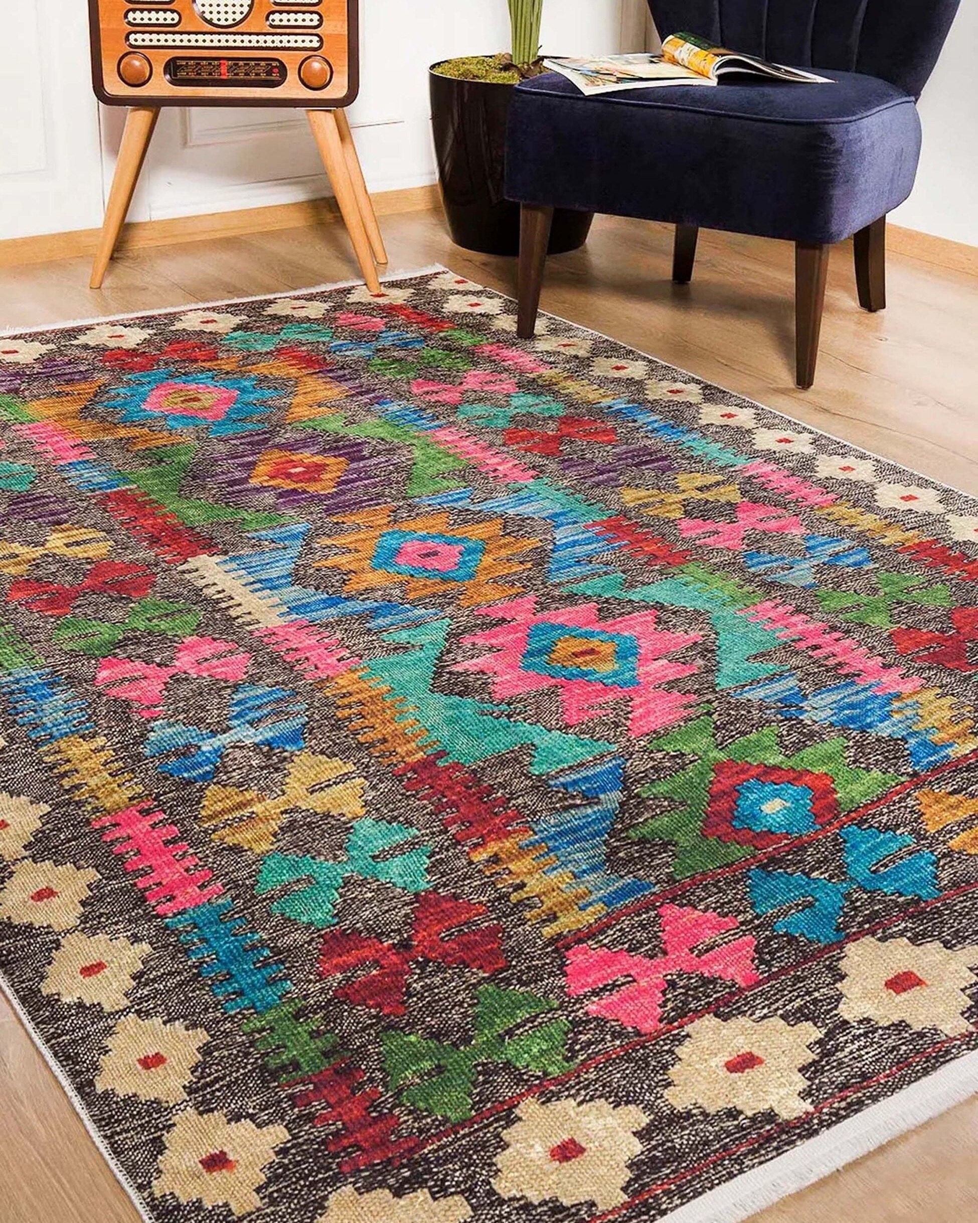 Safra Turkish Colorful Kilim Rug