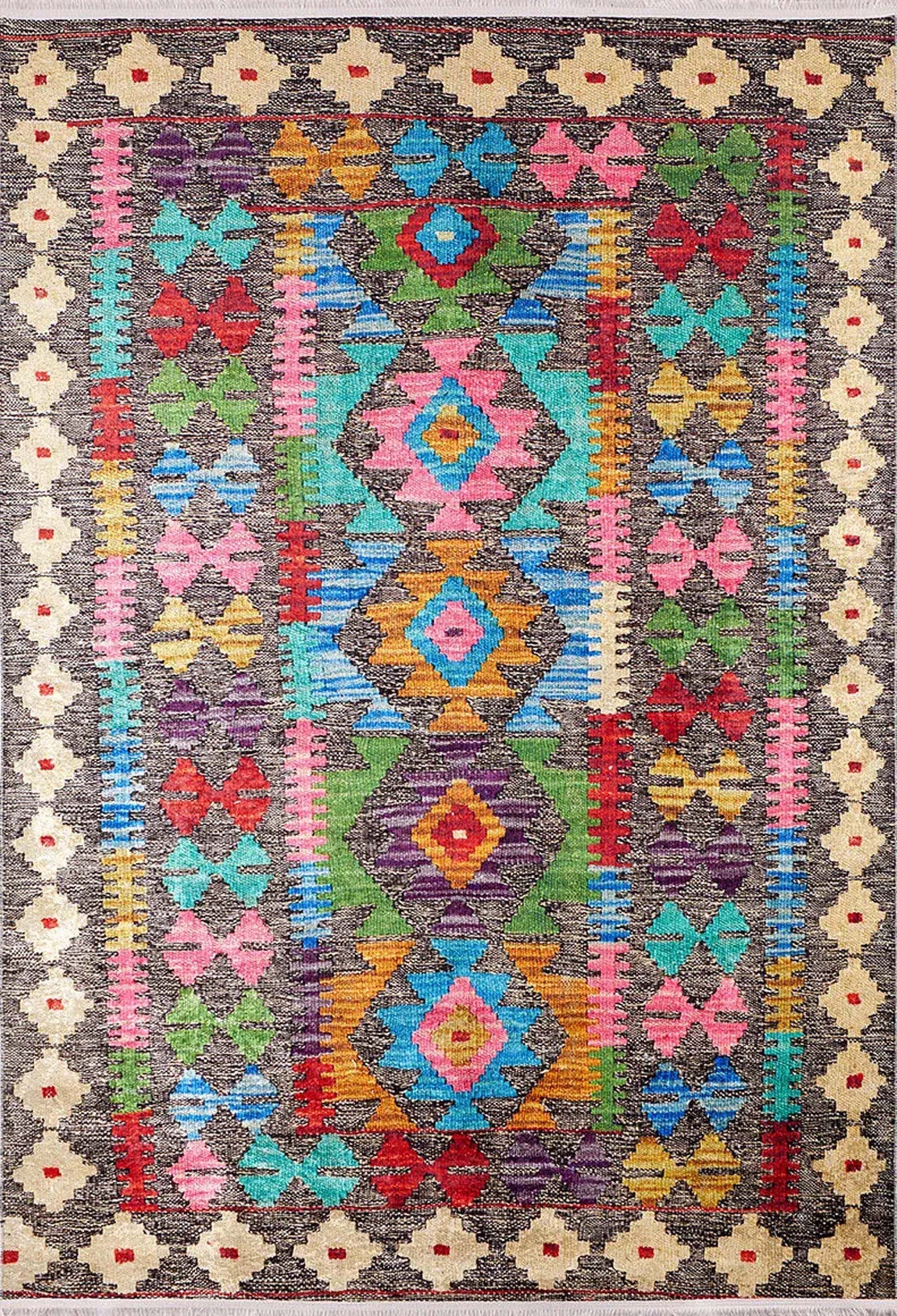 Safra Turkish Colorful Kilim Rug