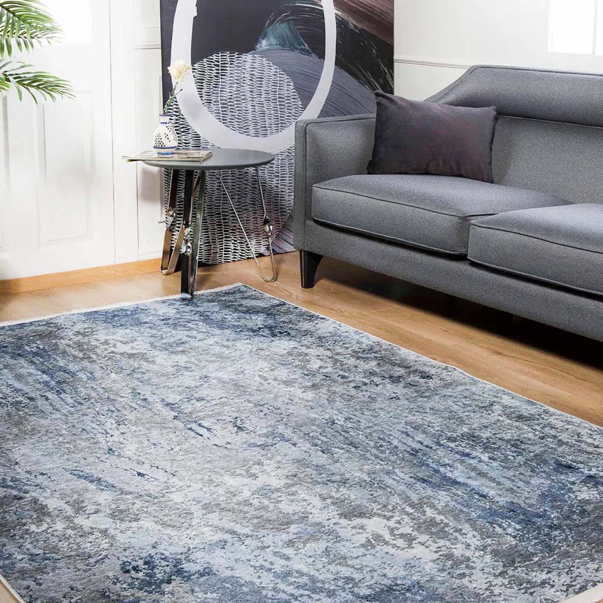 Saka Abstract Blue Gray Rug