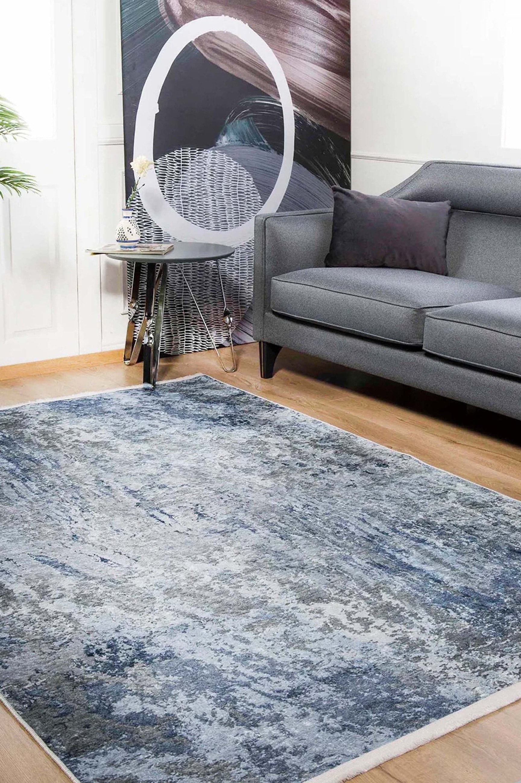 Saka Abstract Blue Gray Rug