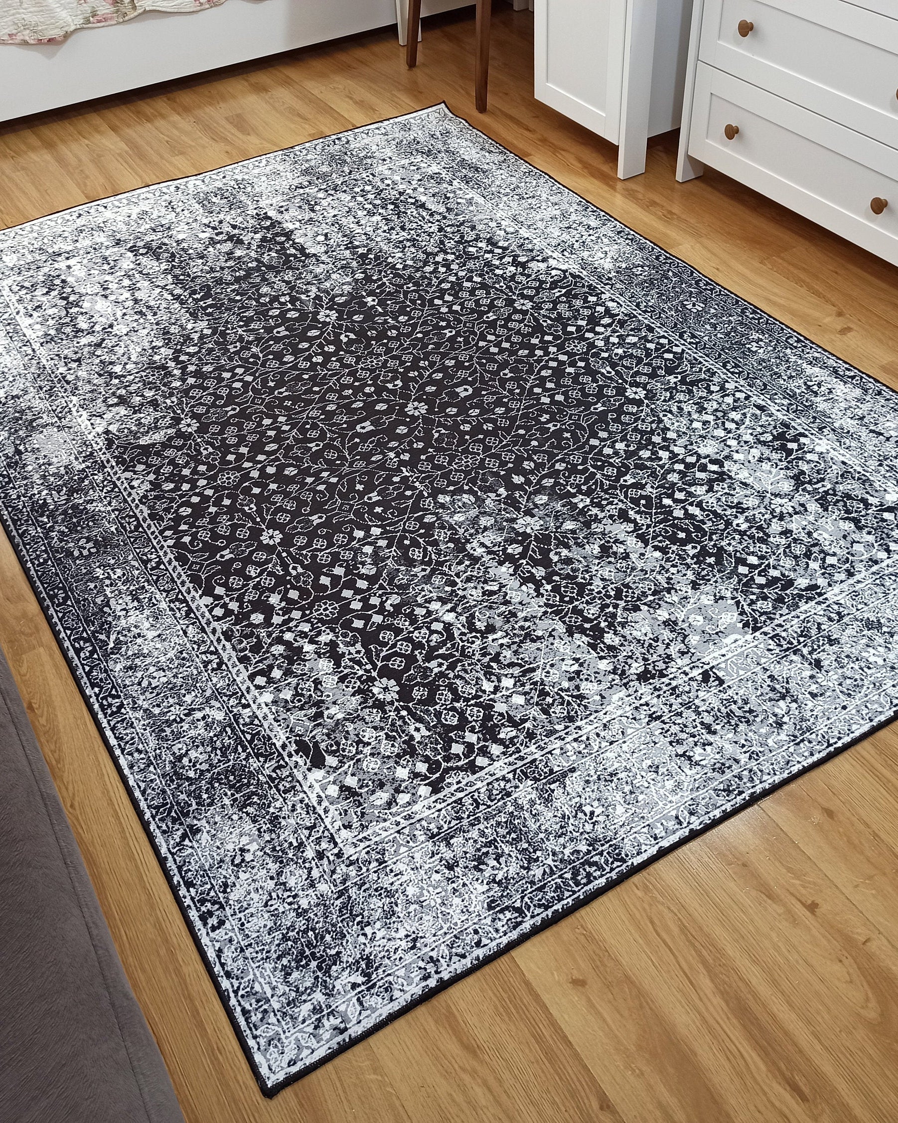 Sala Modern Black Gray Striped Rug