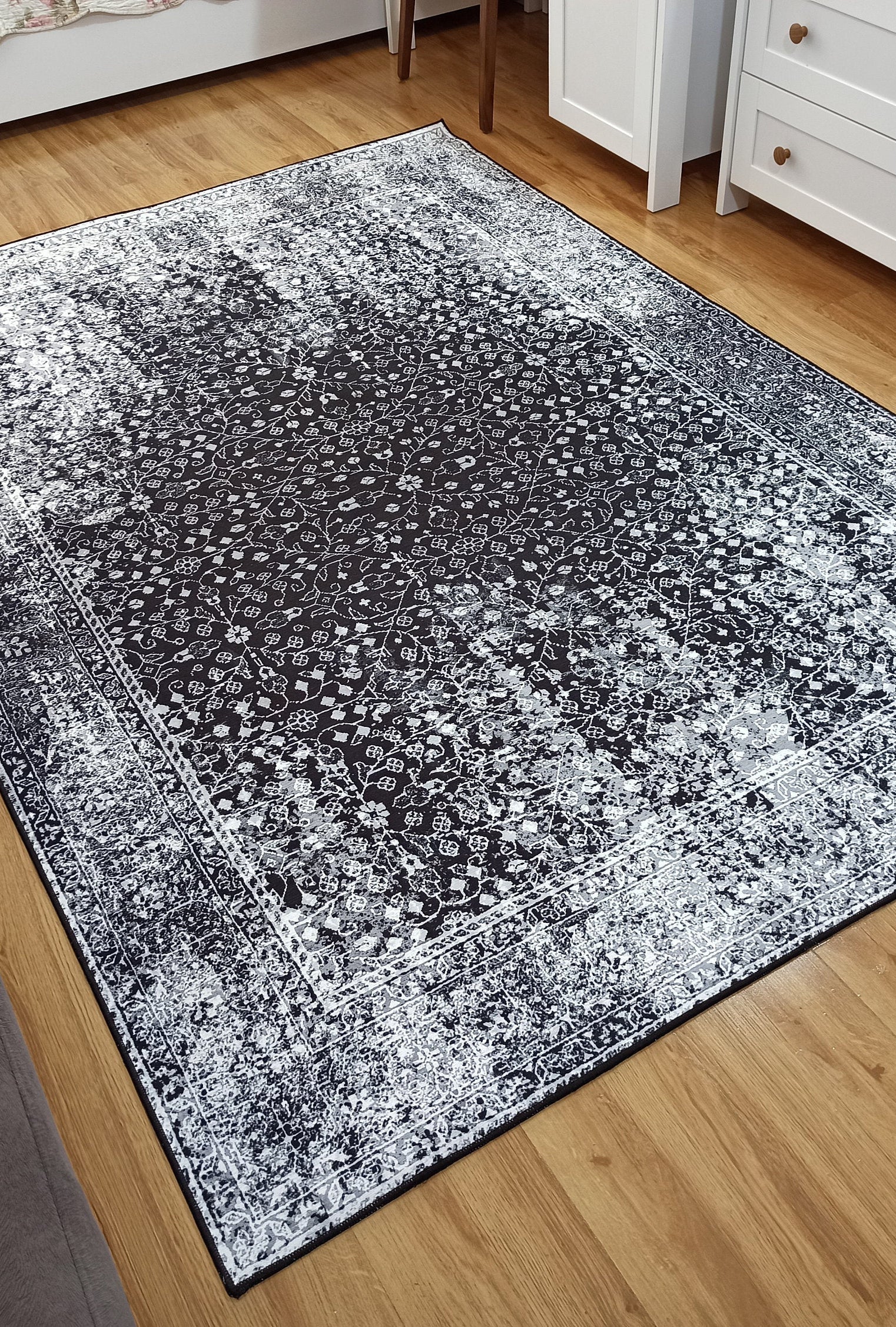 Sala Modern Black Gray Striped Rug