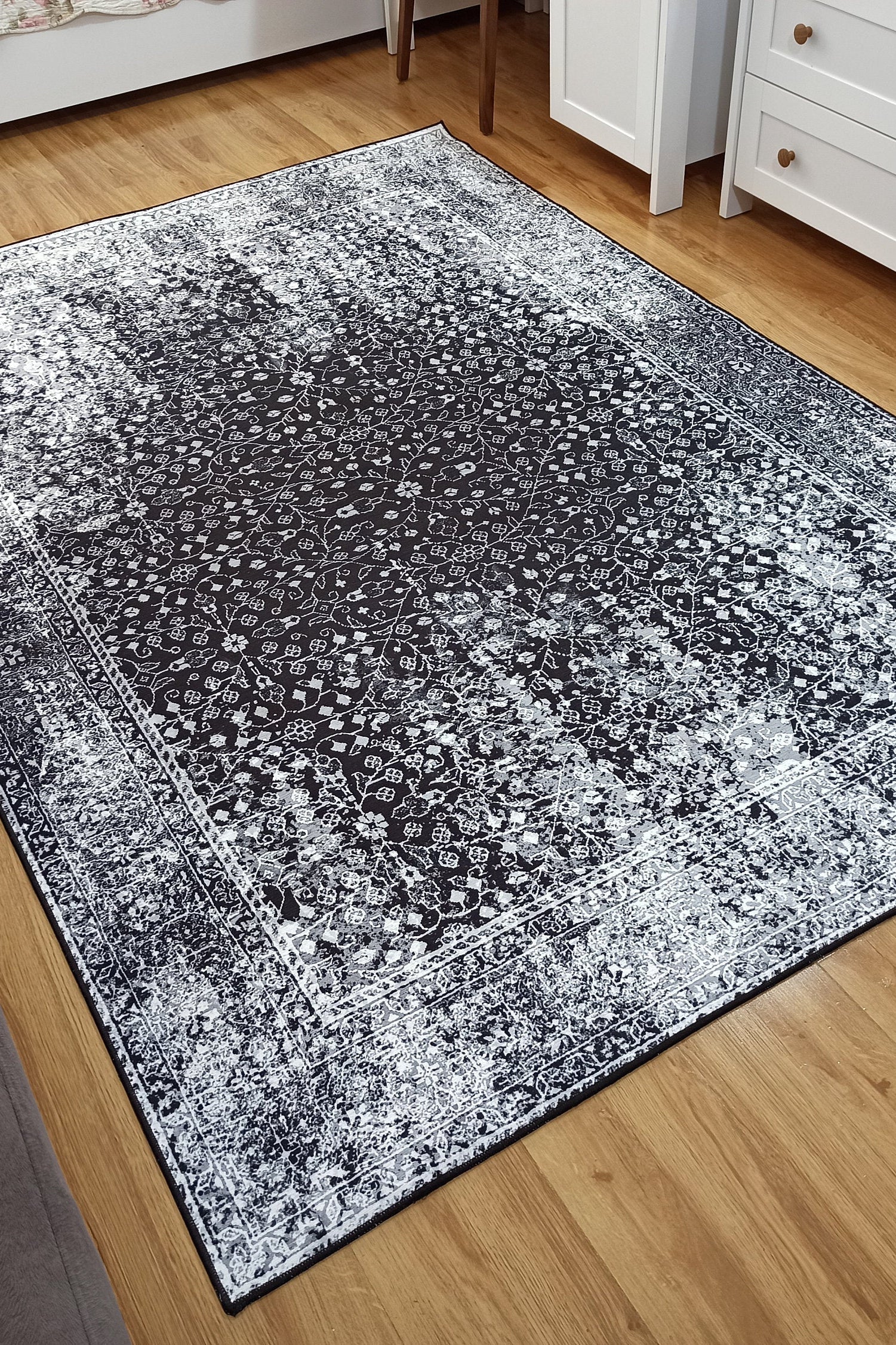 Sala Modern Black Gray Striped Rug