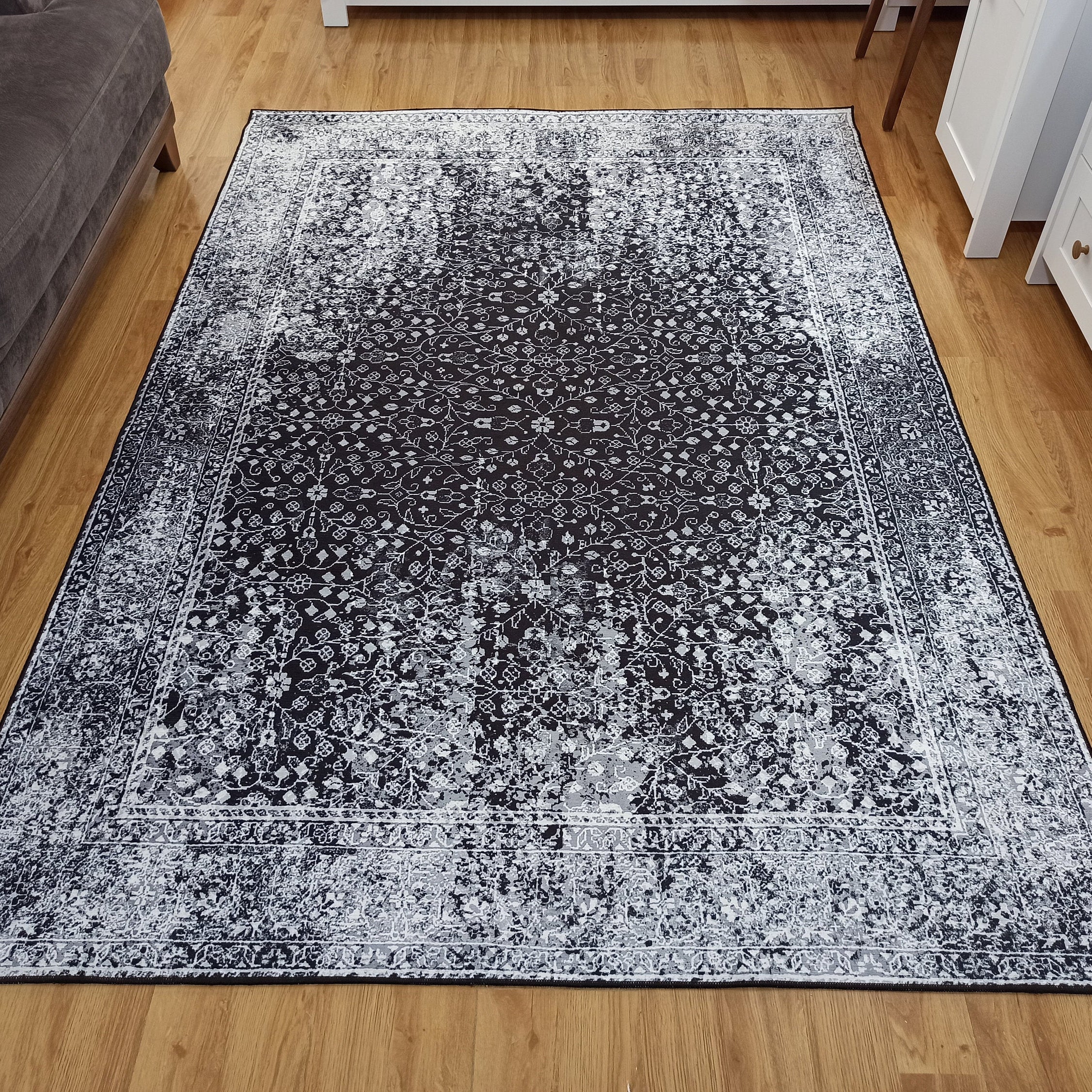 Sala Modern Black Gray Striped Rug