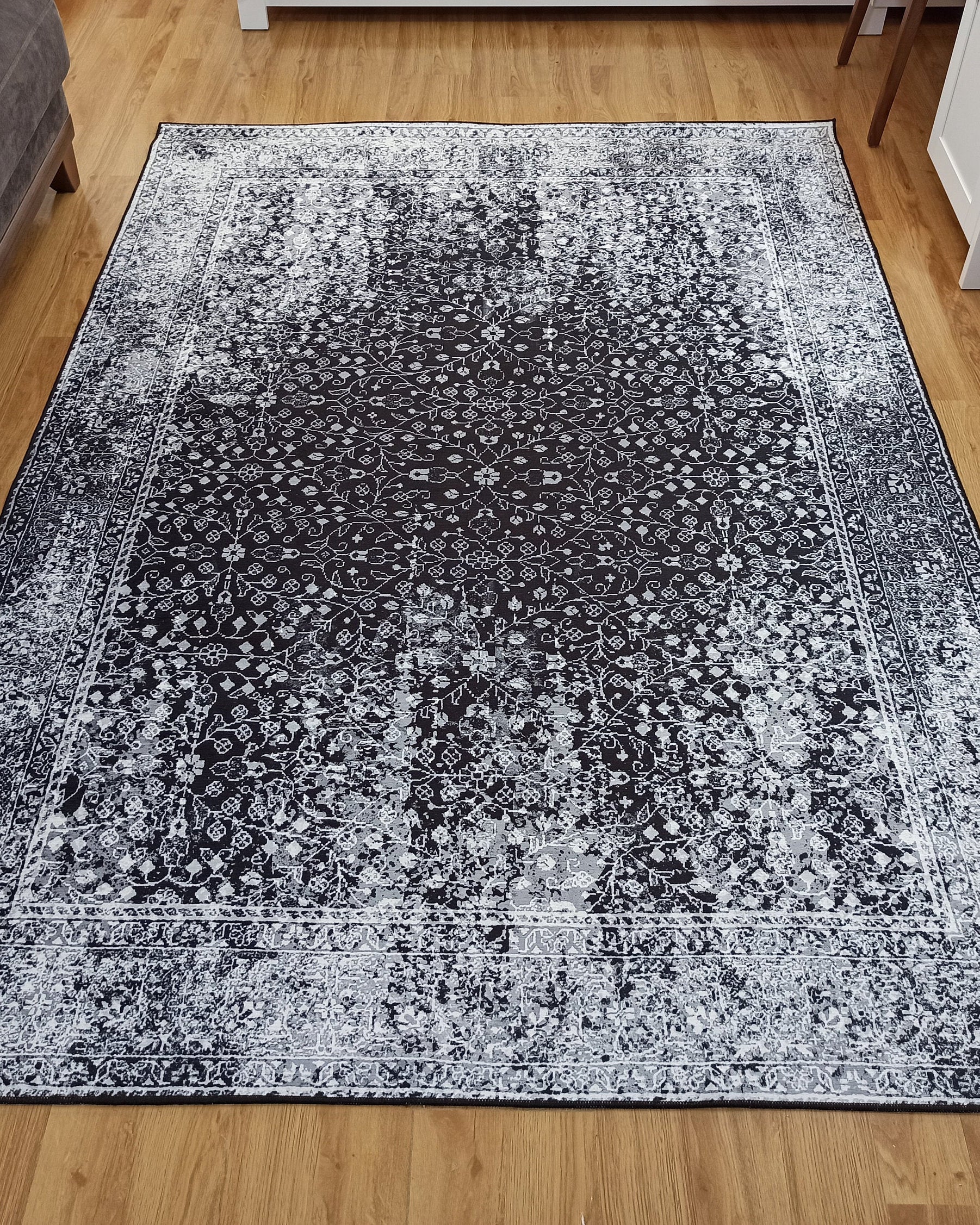 Sala Modern Black Gray Striped Rug