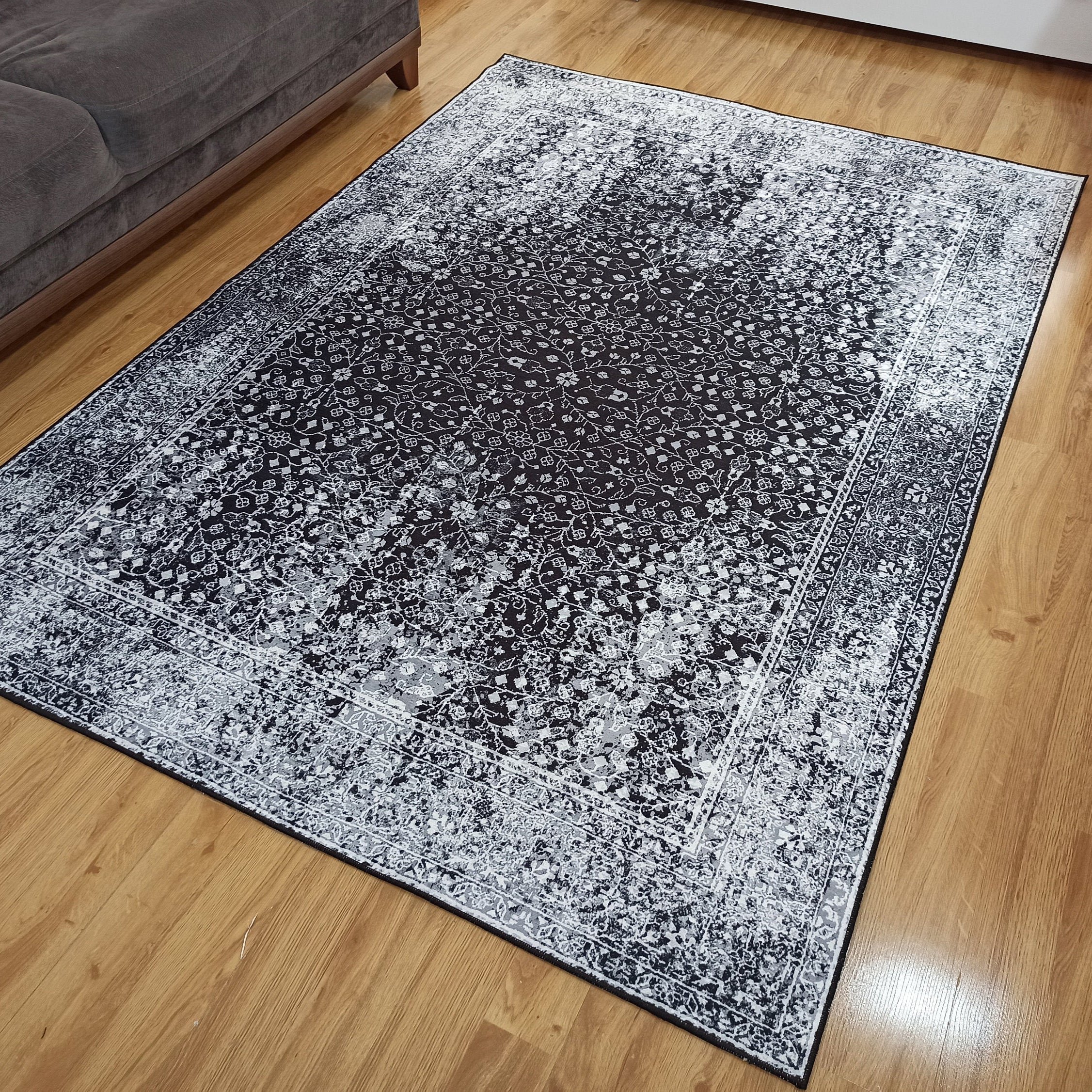 Sala Modern Black Gray Striped Rug