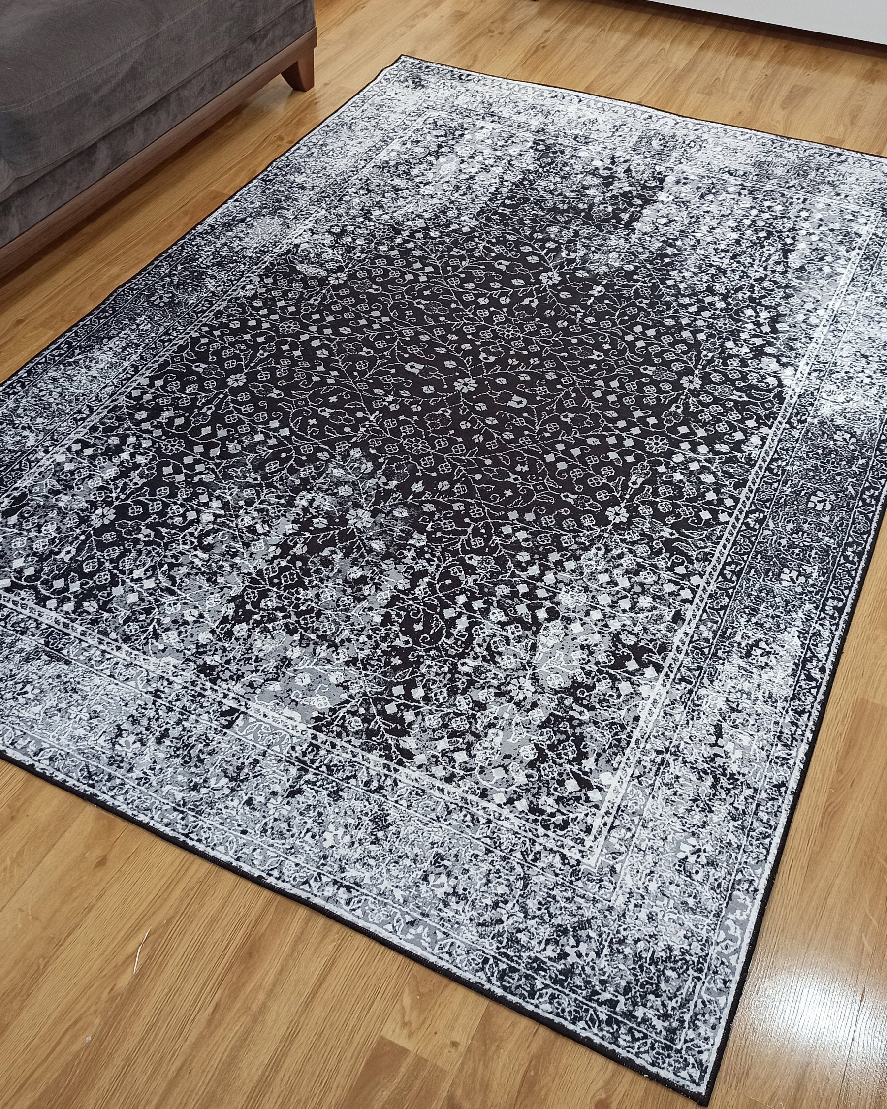 Sala Modern Black Gray Striped Rug