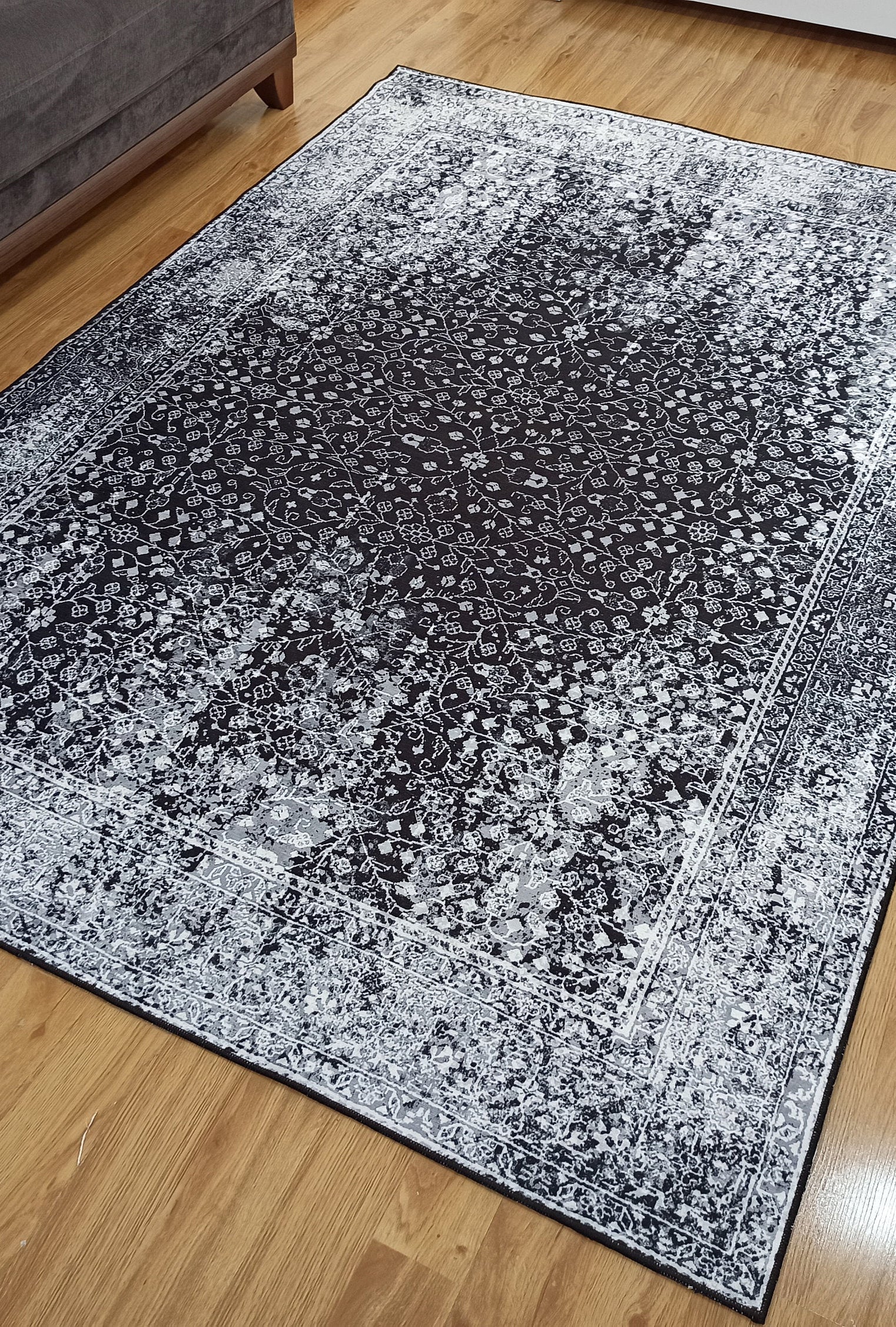 Sala Modern Black Gray Striped Rug