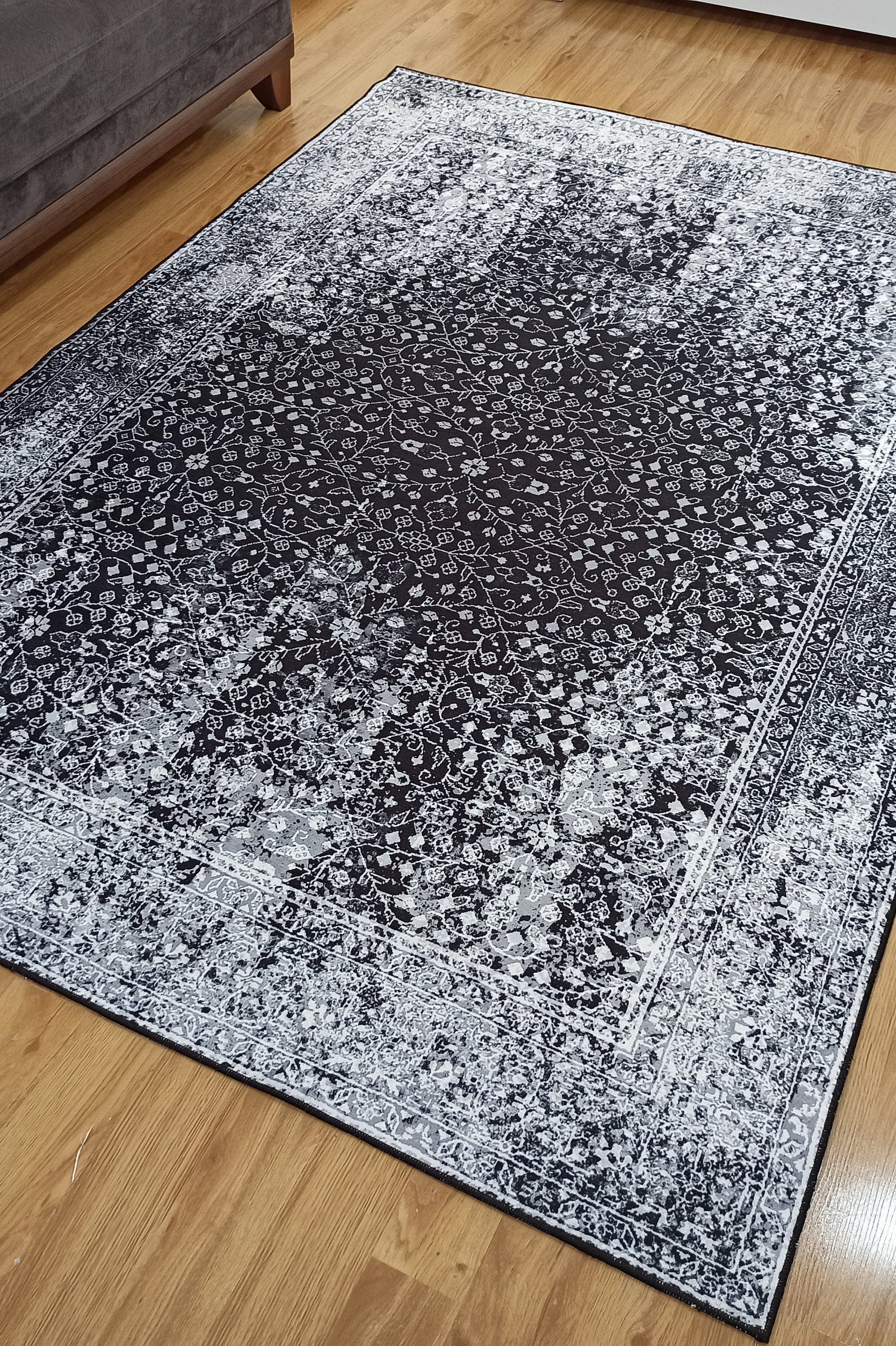 Sala Modern Black Gray Striped Rug