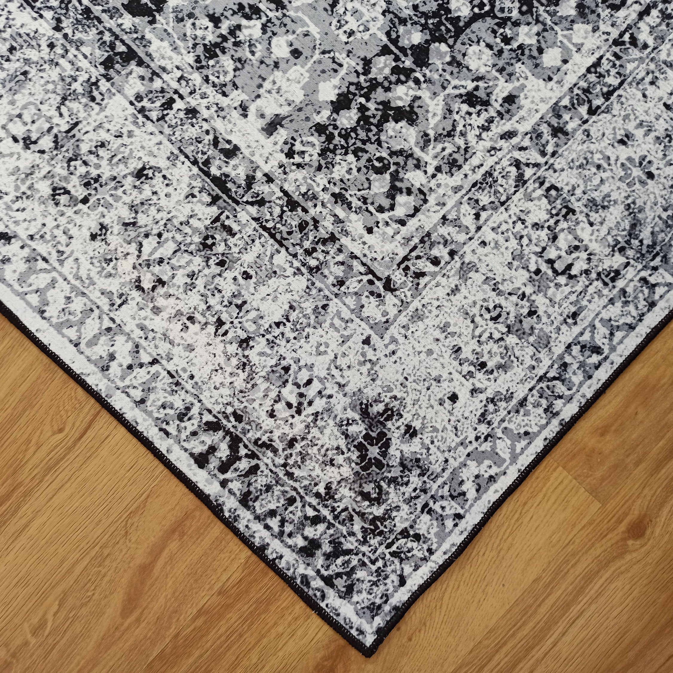 Sala Modern Black Gray Striped Rug