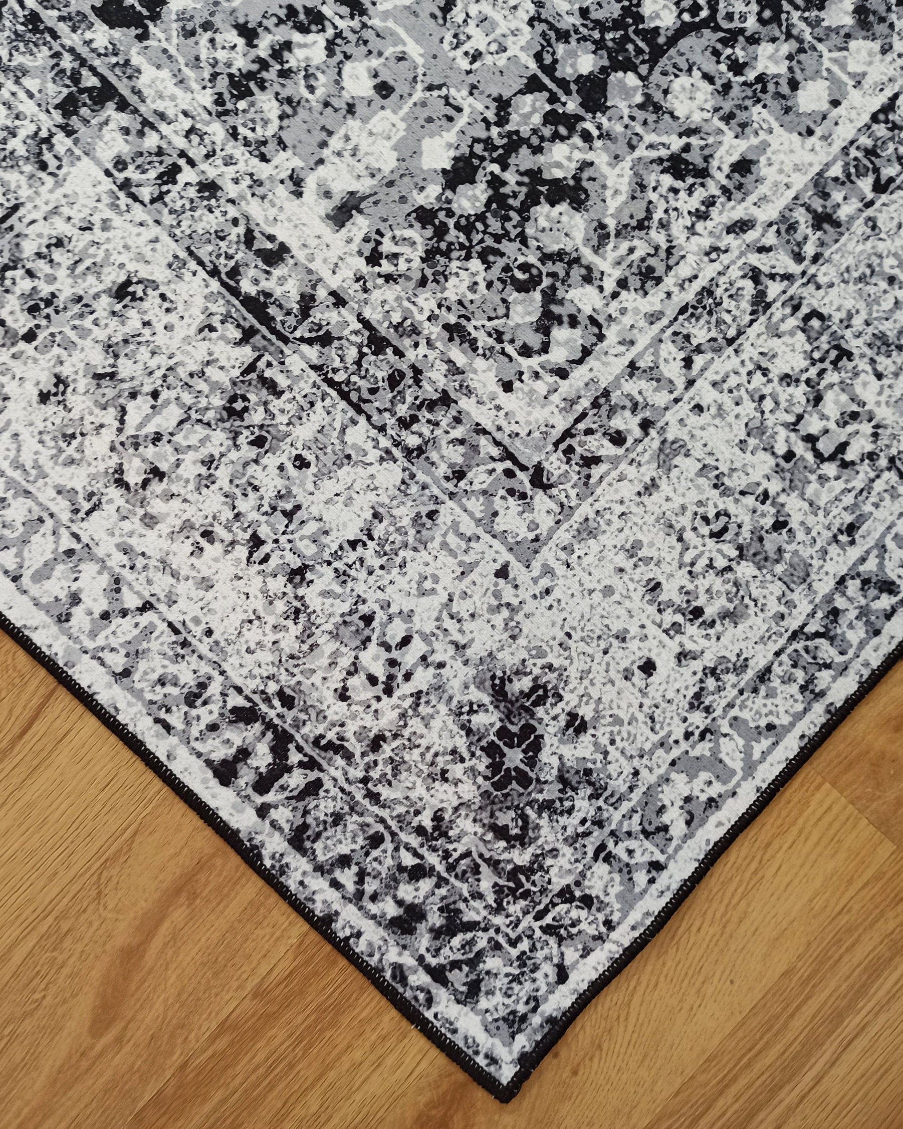 Sala Modern Black Gray Striped Rug