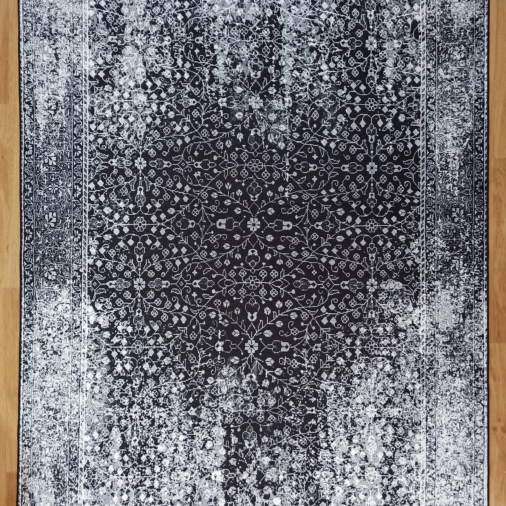 Sala Modern Black Gray Striped Rug