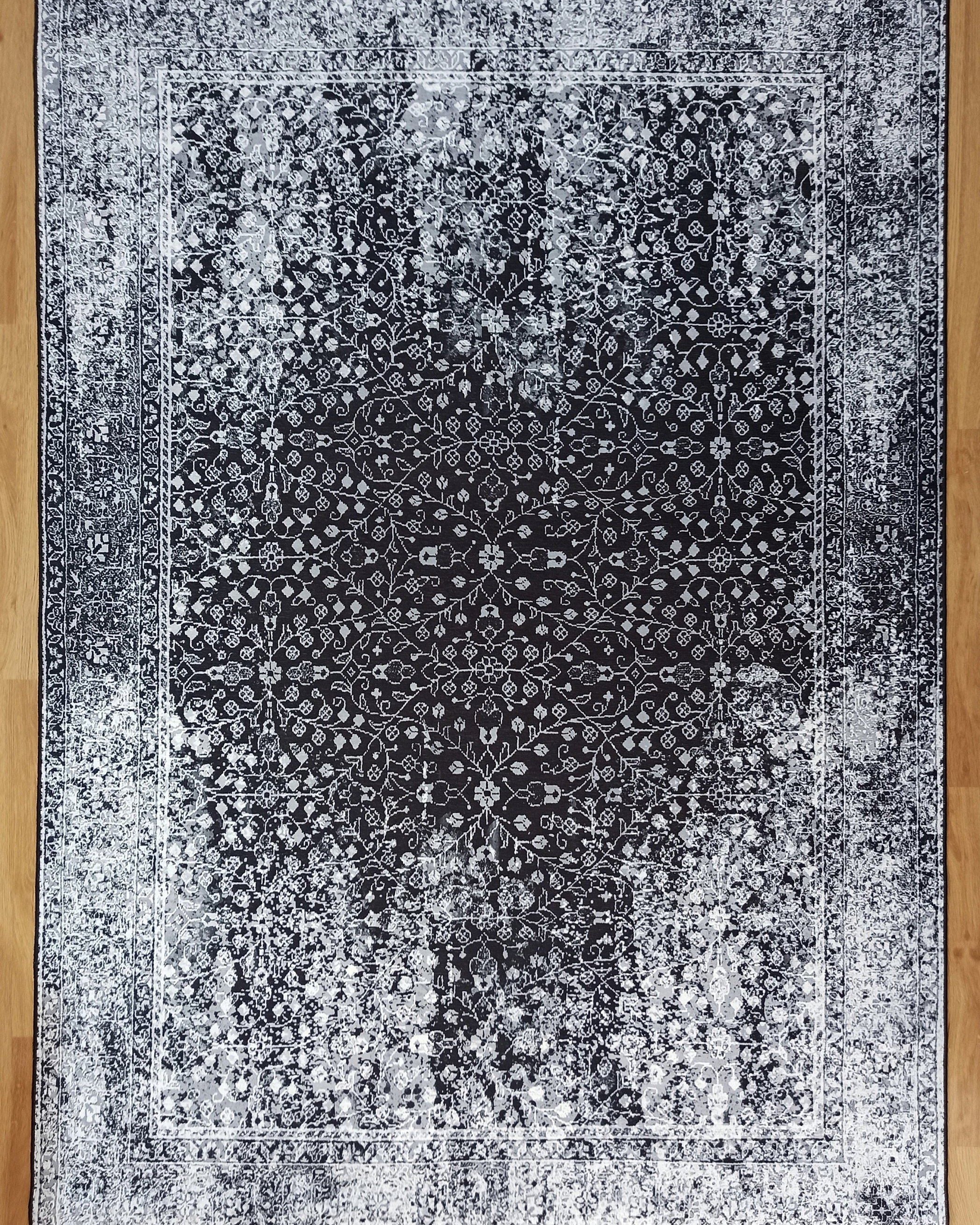 Sala Modern Black Gray Striped Rug