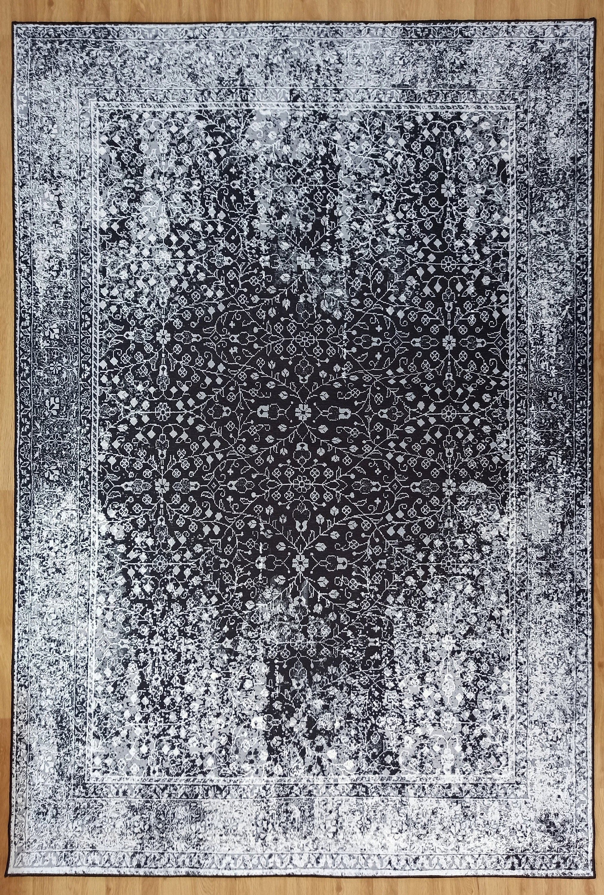 Sala Modern Black Gray Striped Rug