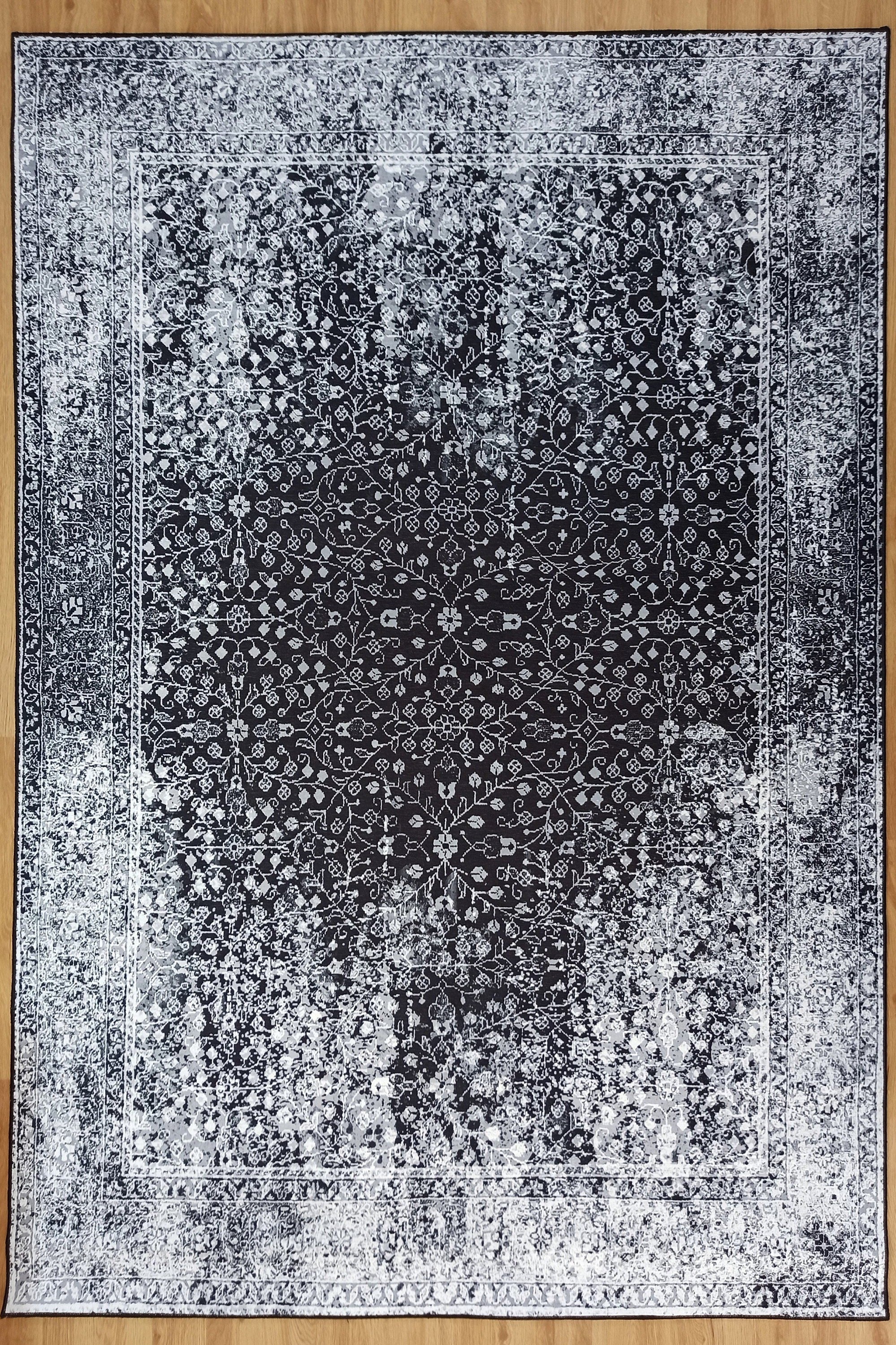 Sala Modern Black Gray Striped Rug